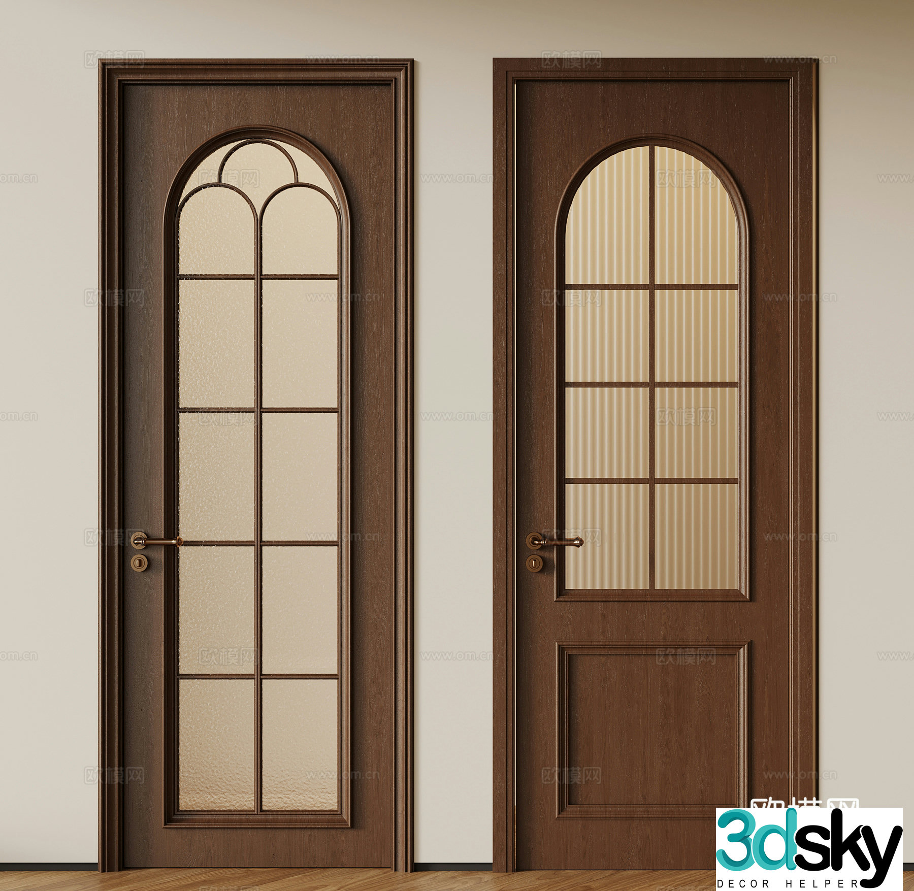 Modern medieval single-open door retro wooden door single-open door 3D model