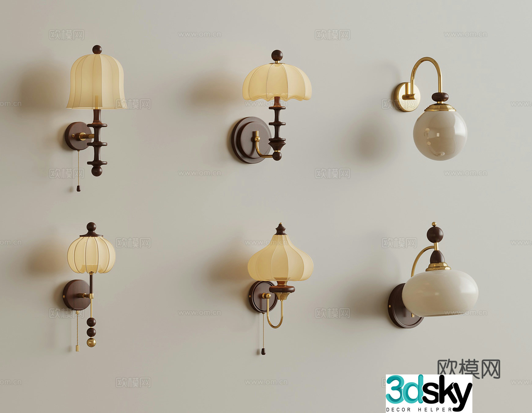 Wall lamp Middle style wall lamp 3d model
