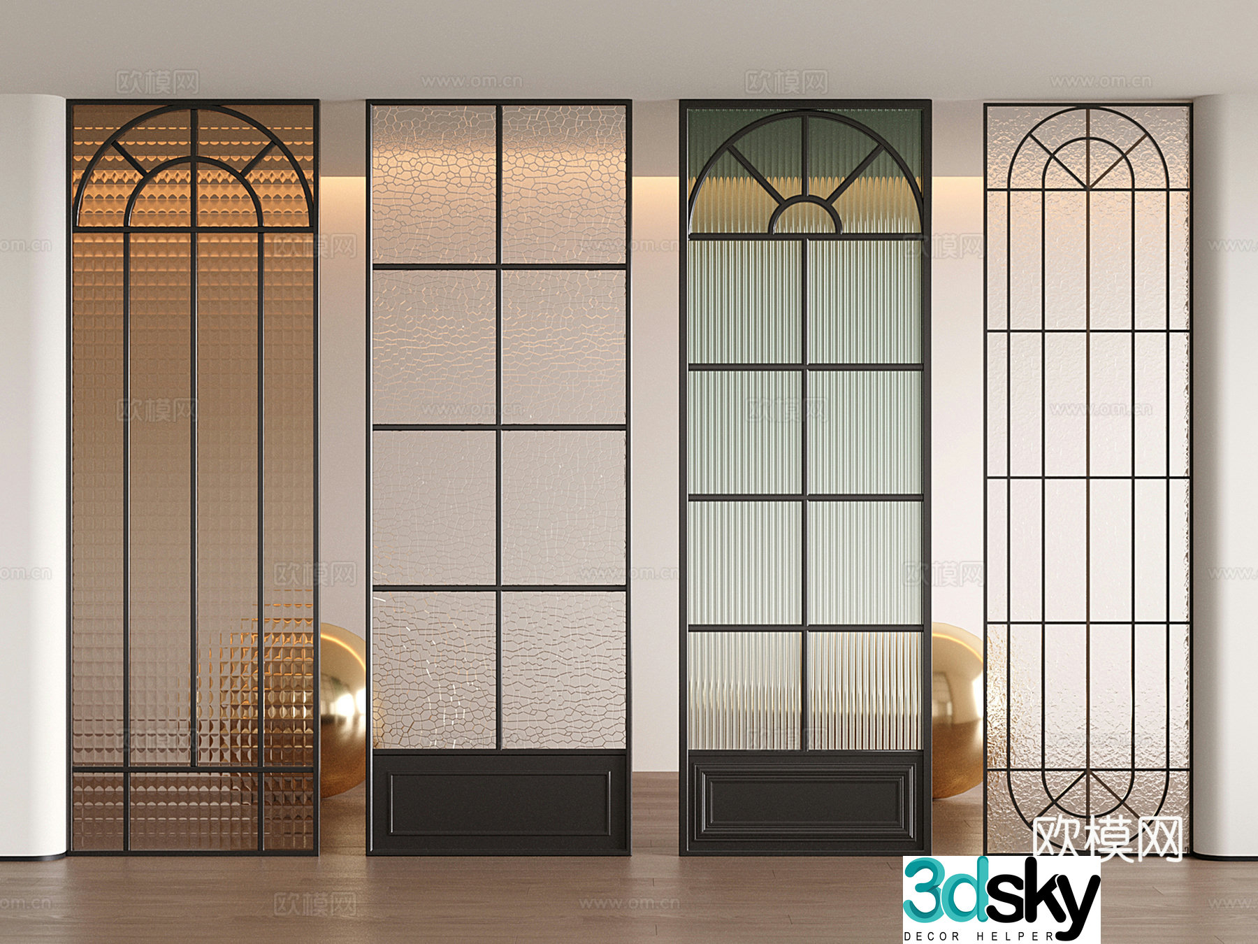 French iron partition glass partition porch partition screen partition 3d model