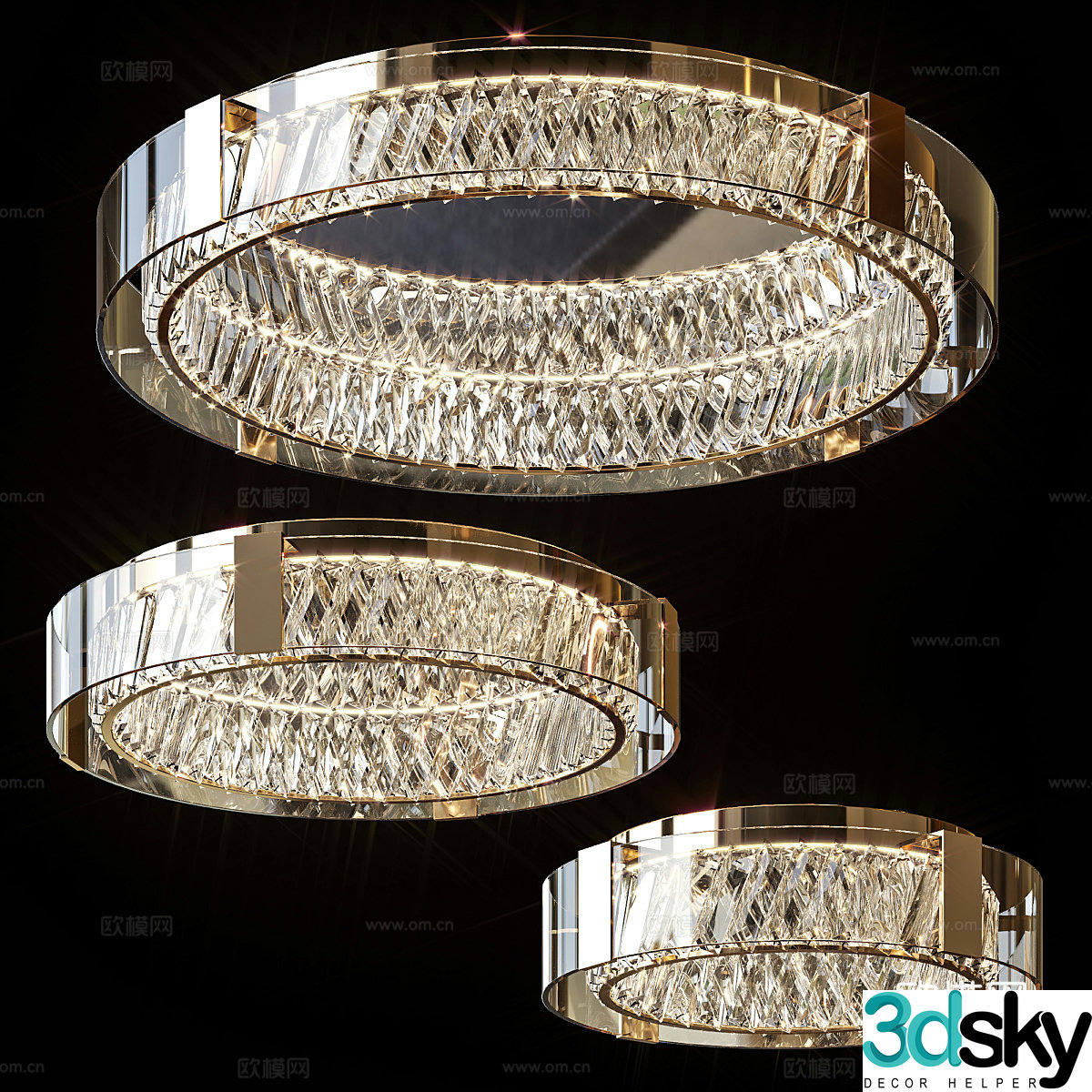 Modern Italian light luxury ceiling light 3D model