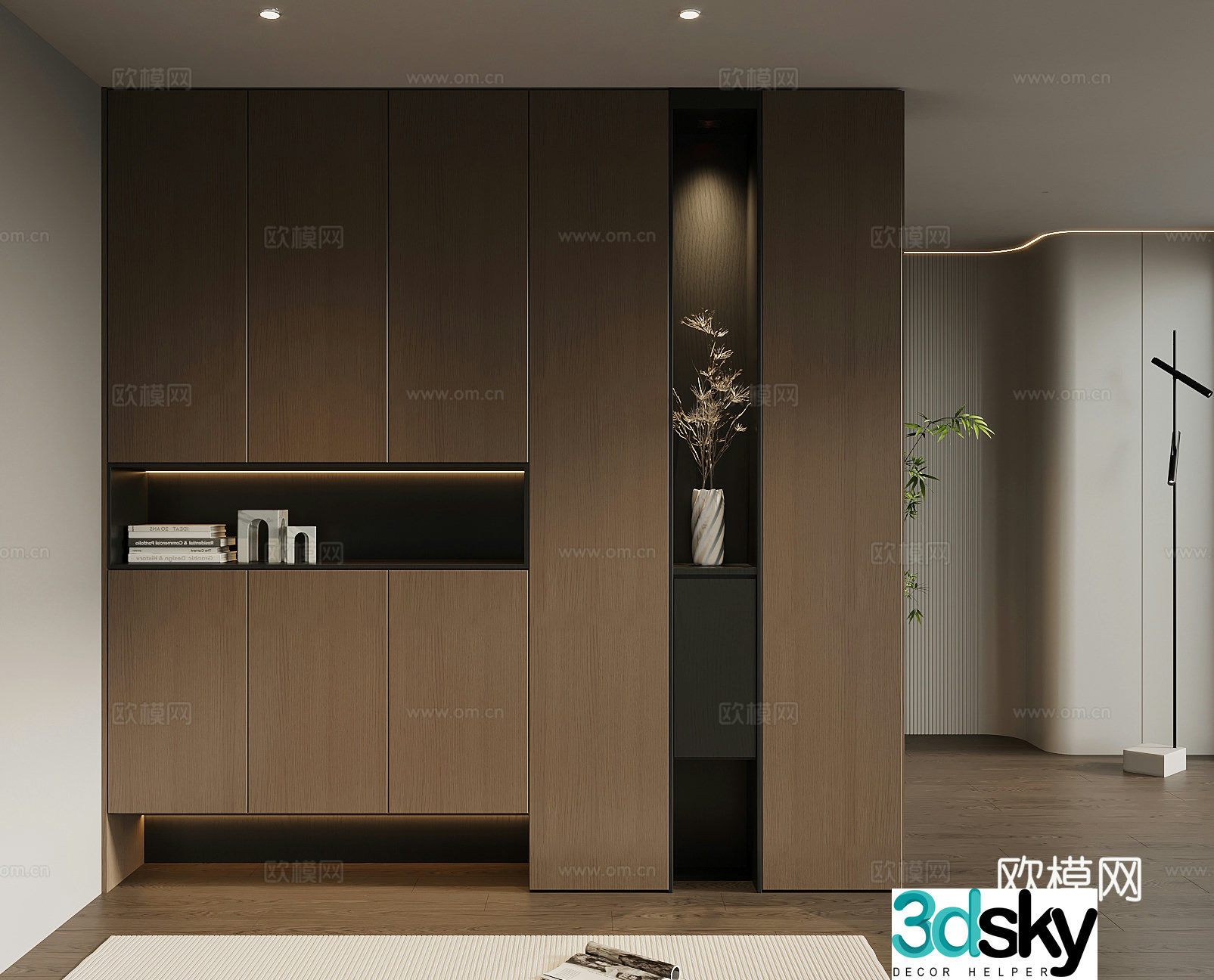 Italian minimalist porch cabinet door-entry shoe cabinet porch background 3D model
