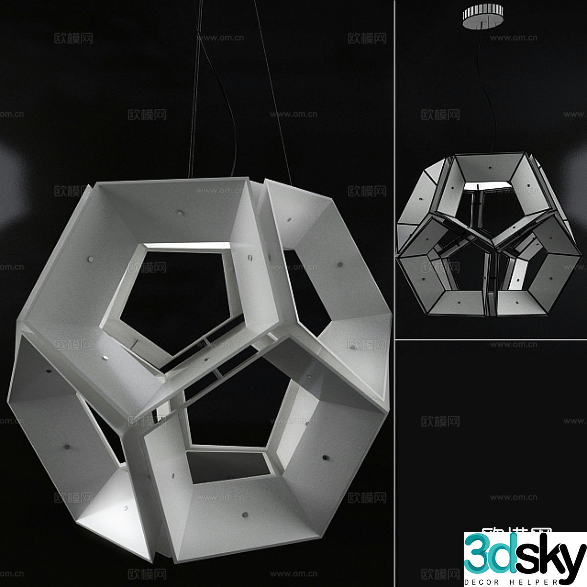 Industrial style chandelier 3d model