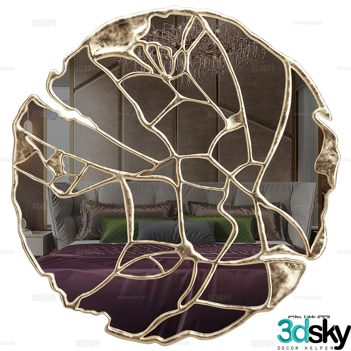 Modern light luxury metal fragmented decorative mirror 3D model