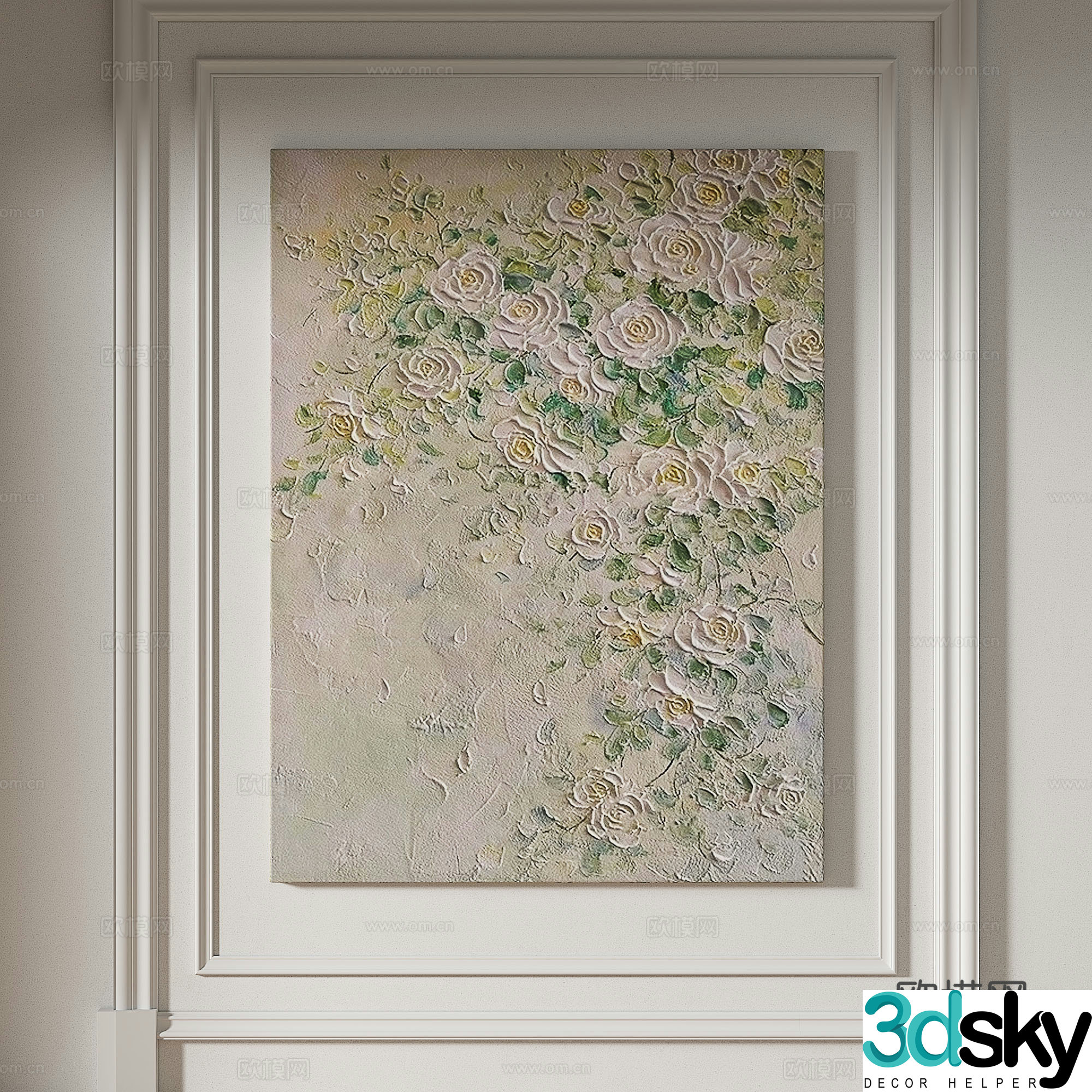 Modern creamy style simple texture abstract light luxury wasabi three-dimensional decorative painting 3d model