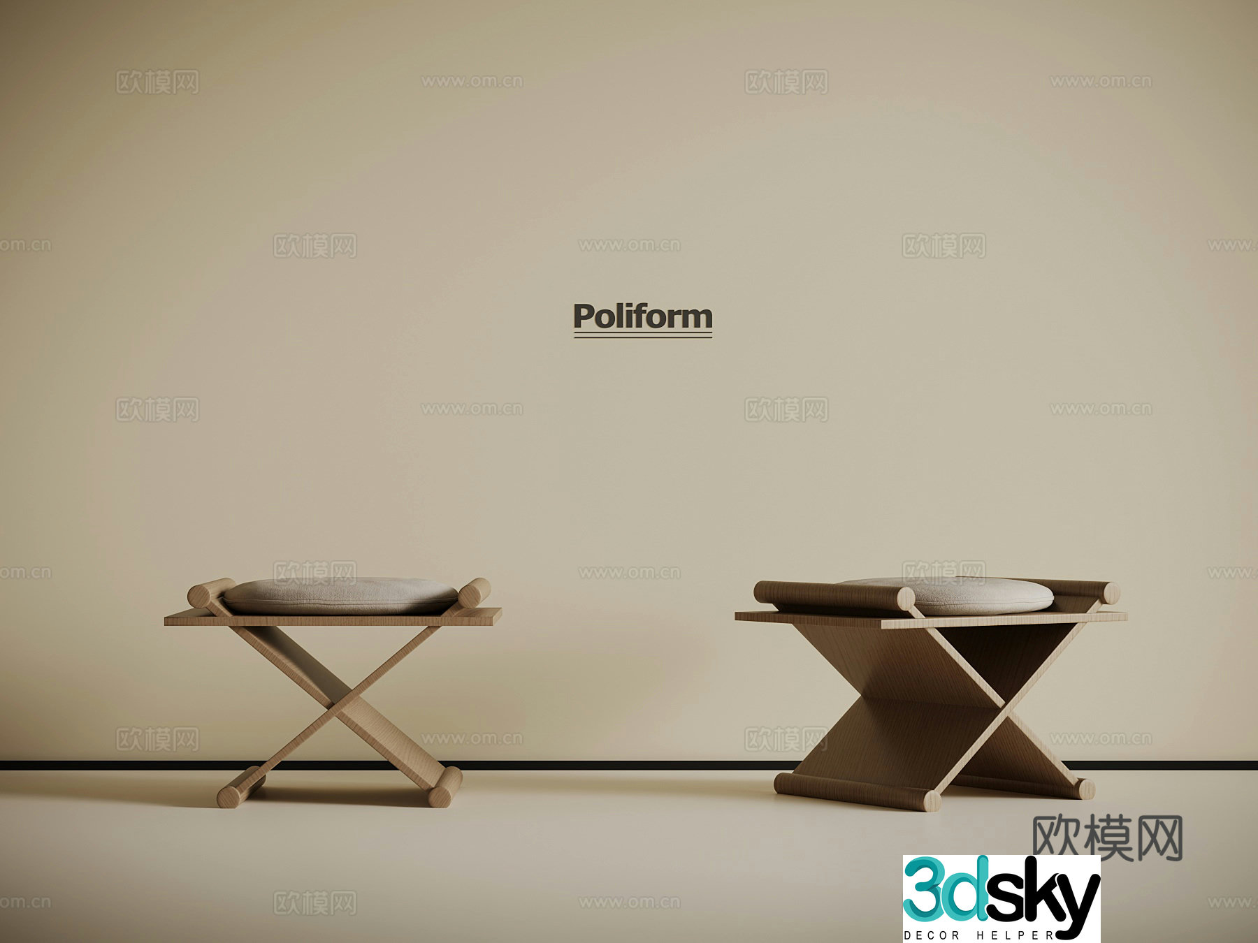 New Chinese stool shoe changing stool 3D model