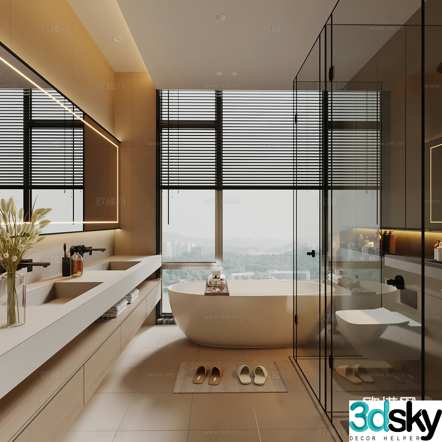 Modern bathroom bathroom cabinet toilet shower bathtub 3d model