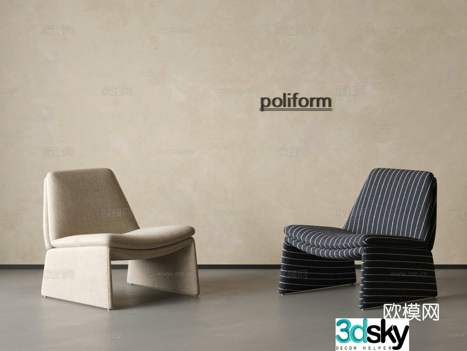 Modern leisure chair Single chair Leisure sofa Negotiation chair Leisure chair Hanging painting Carpet 3D model