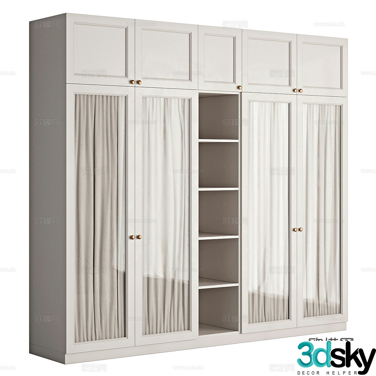 Modern Cream Windshield Door Wardrobe 3d Model