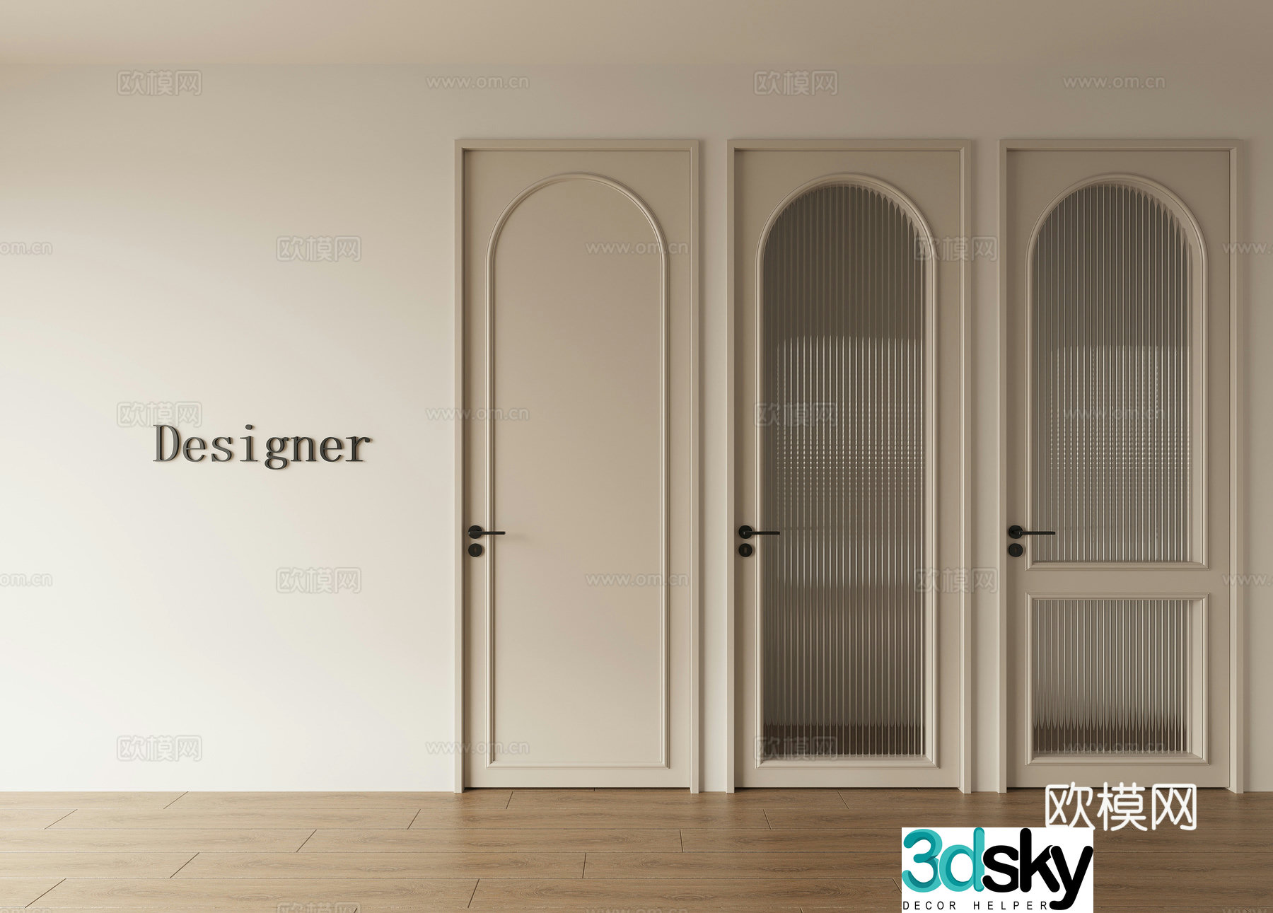 3D model of room door bathroom glass door