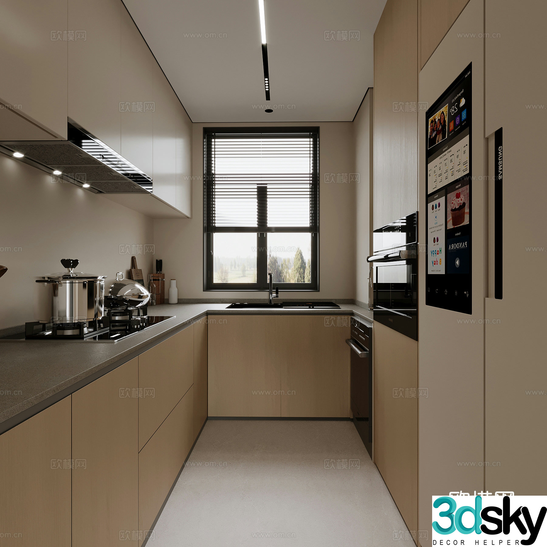 Modern kitchen refrigerator range hood dishwasher 3d model
