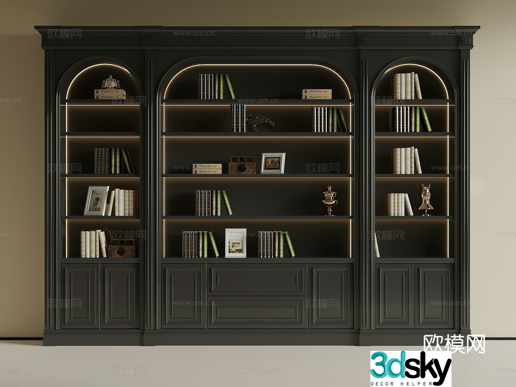 French bookcase 3d model