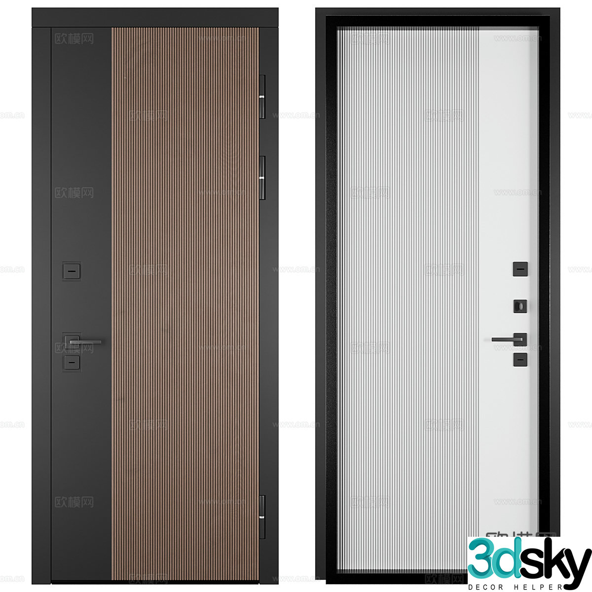 Modern Italian entrance door security door 3D model