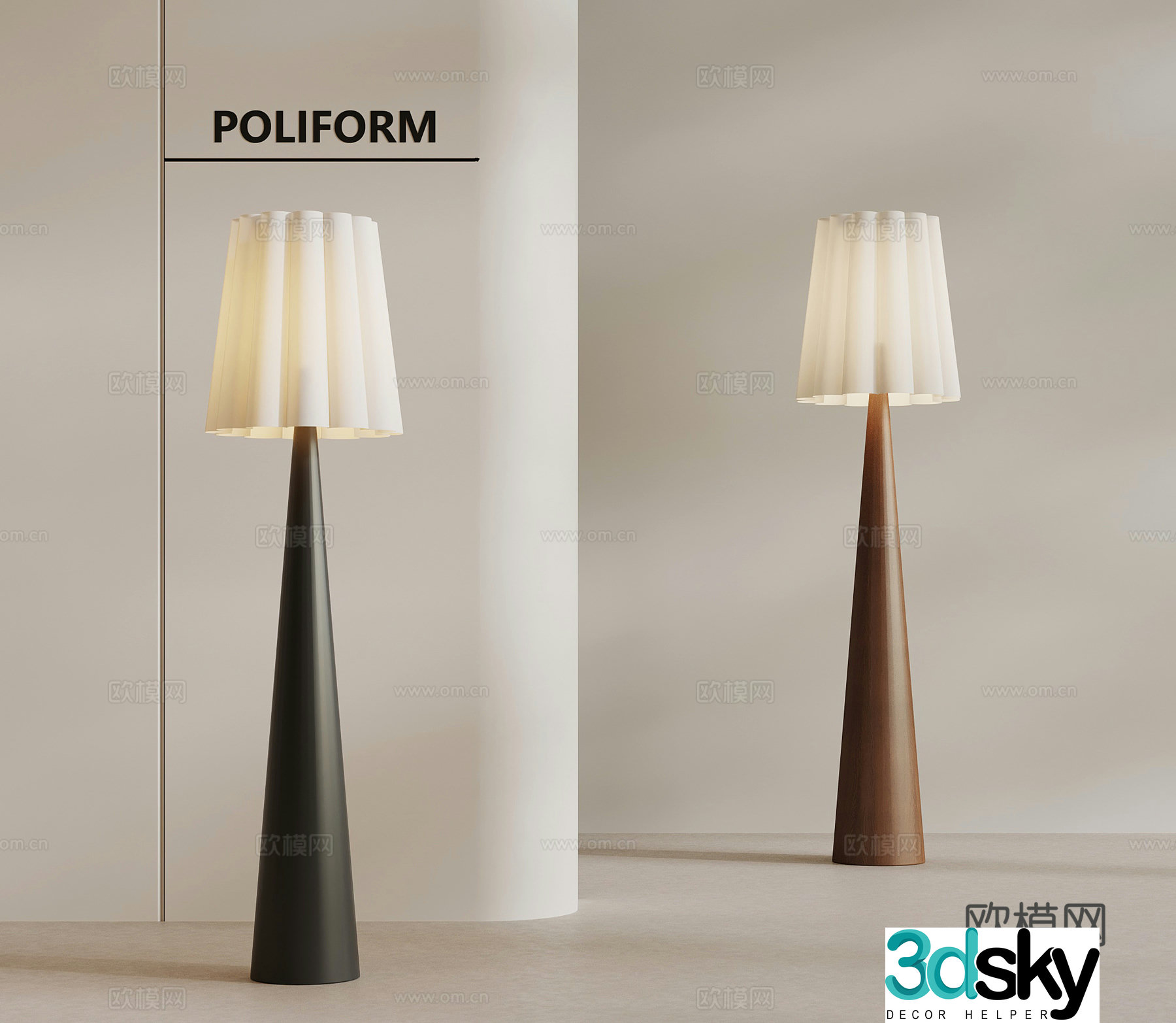 French medieval floor lamp 3d model