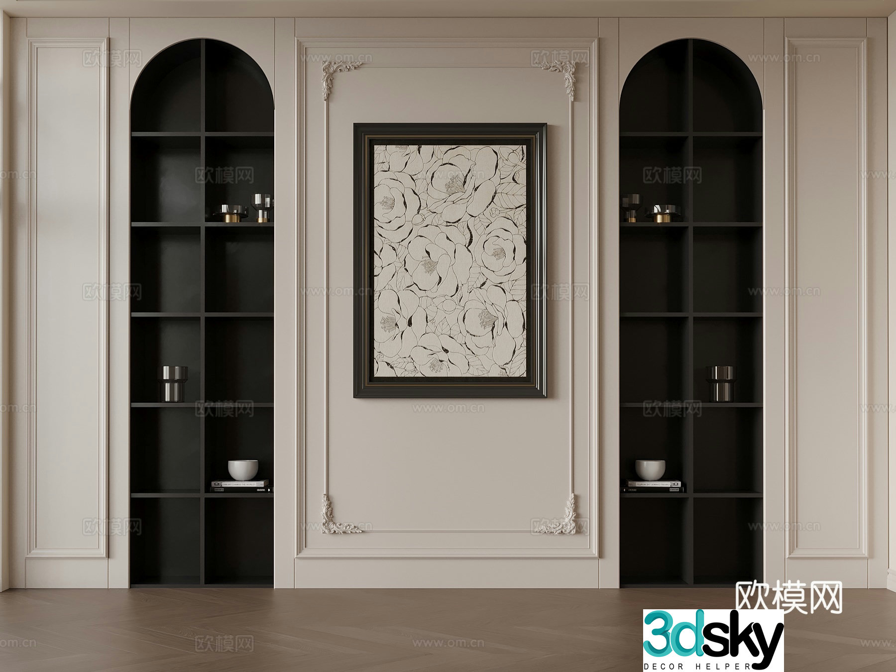 French bookcase 3d model