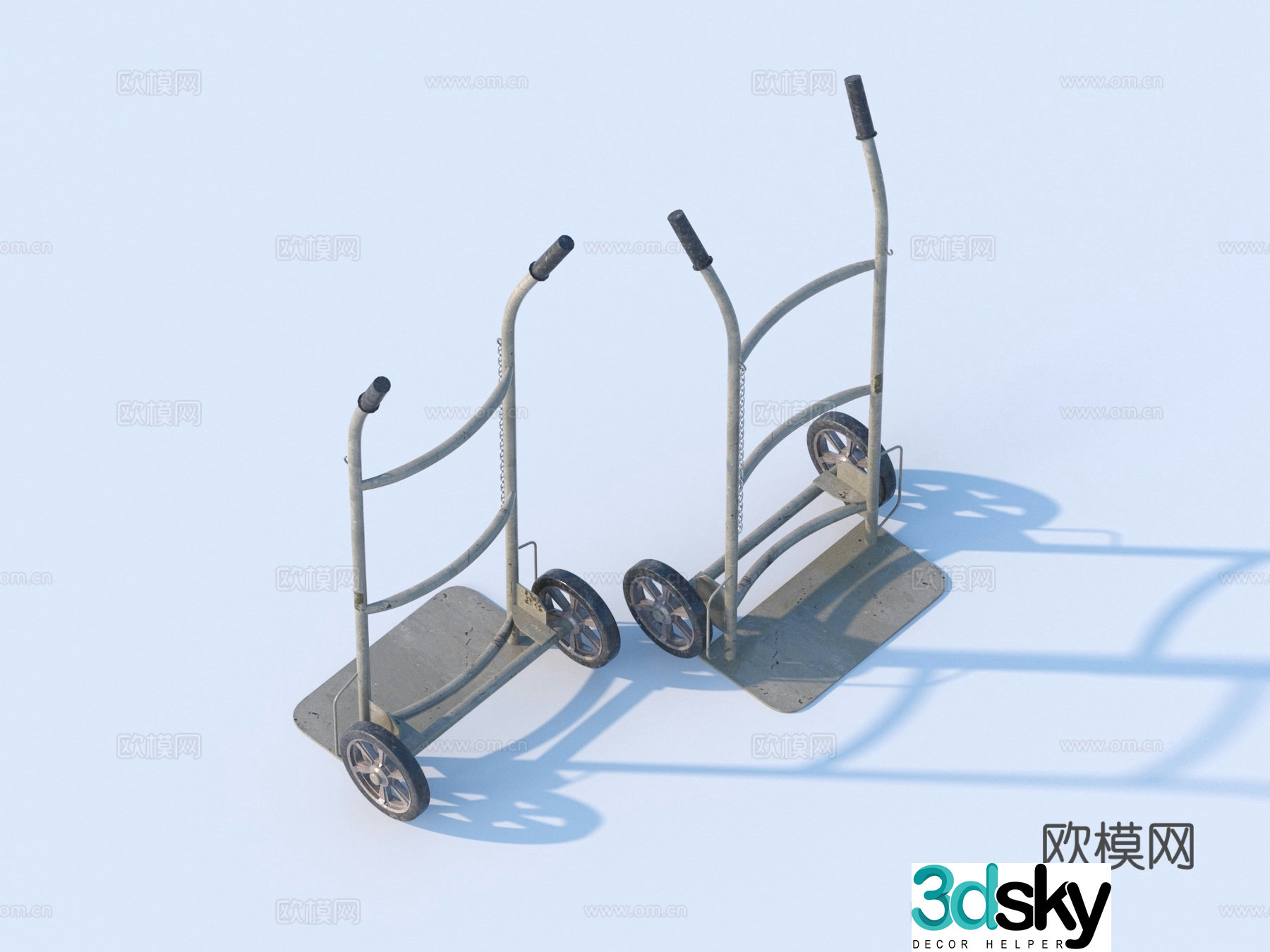 Hand cart manual goods push 3D model