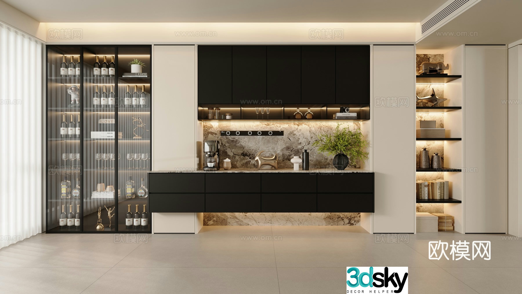 Modern wine cabinet 3d model