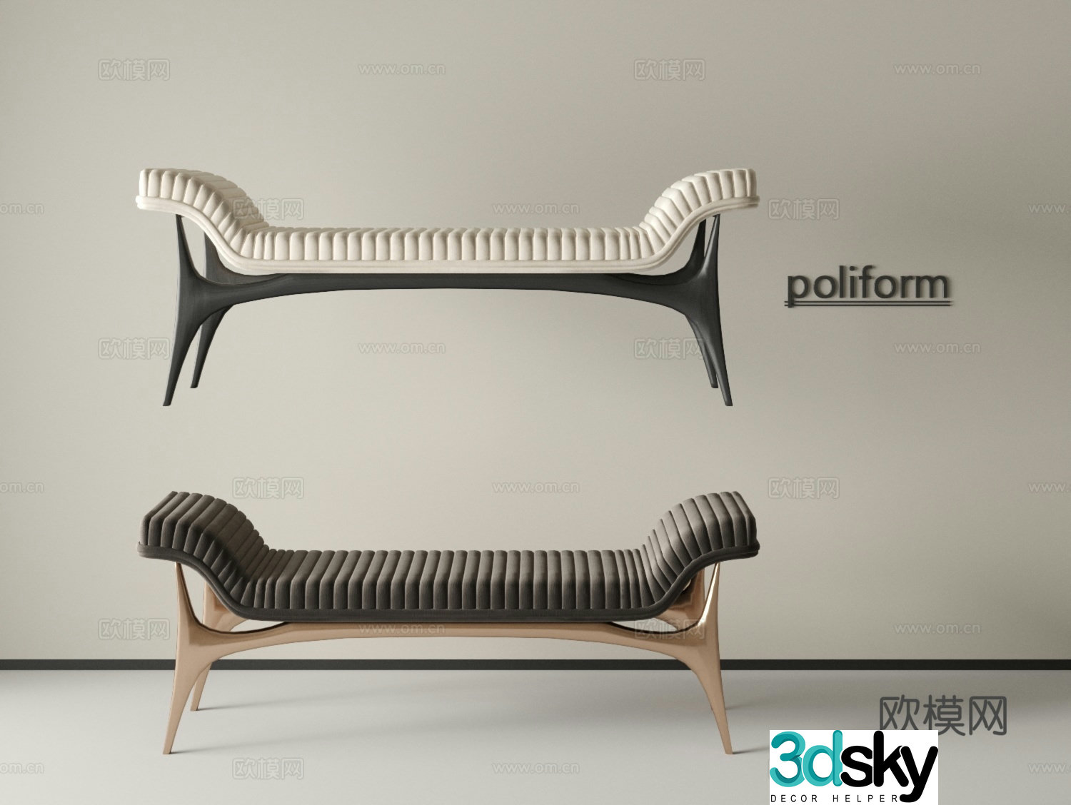 Modern bed tail stool bench shoe change stool sofa stool piano key stool 3d model