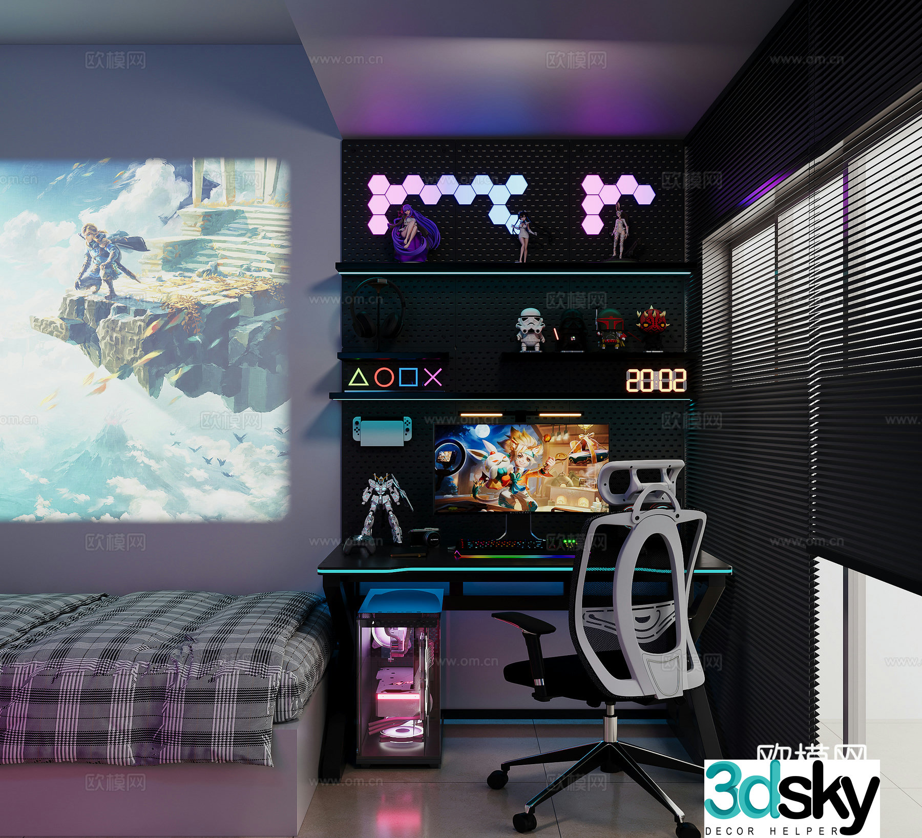 Modern e-sports room 3d model