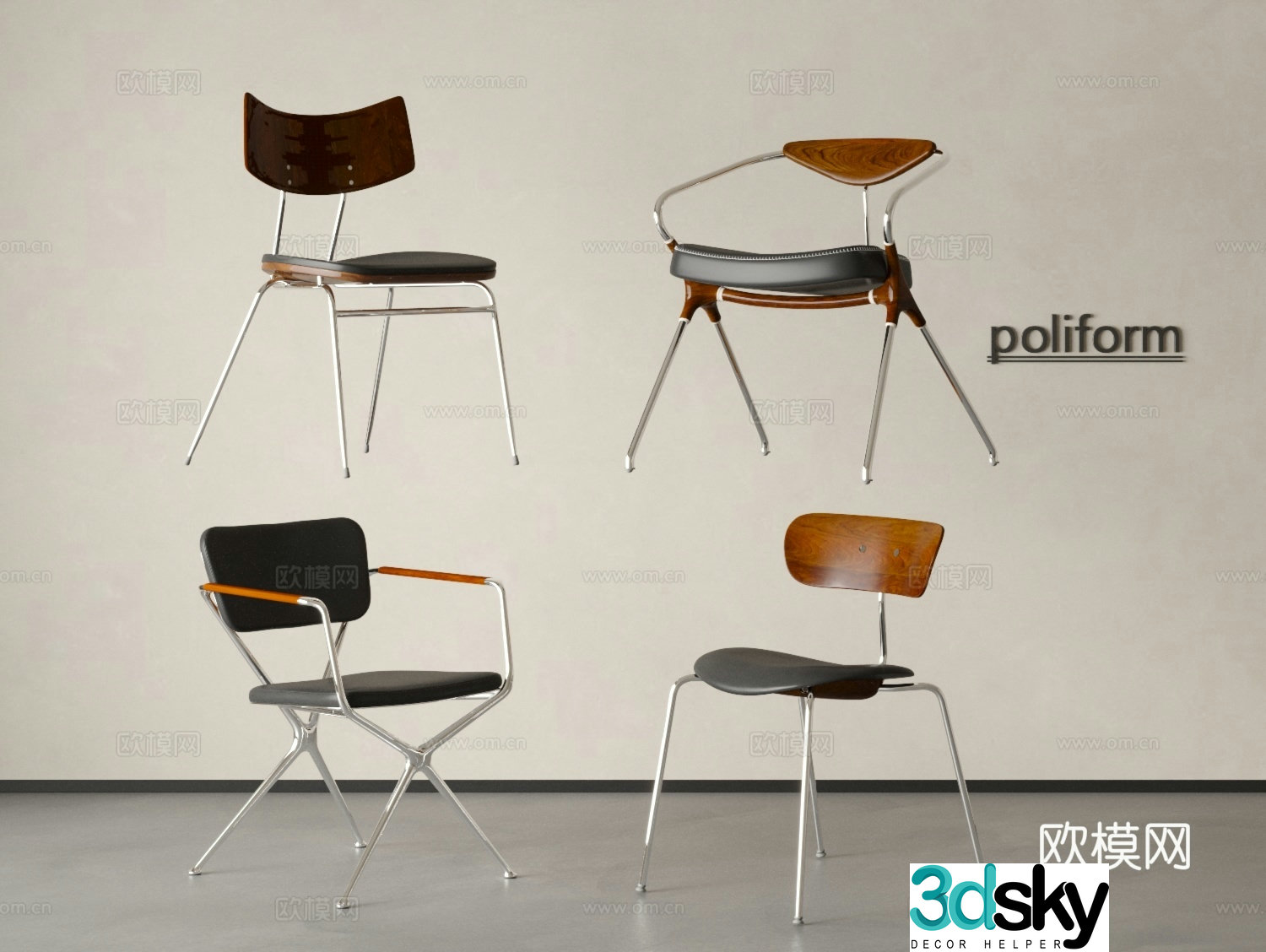 Modern single chair dining chair negotiation chair leisure chair single chair 3d model