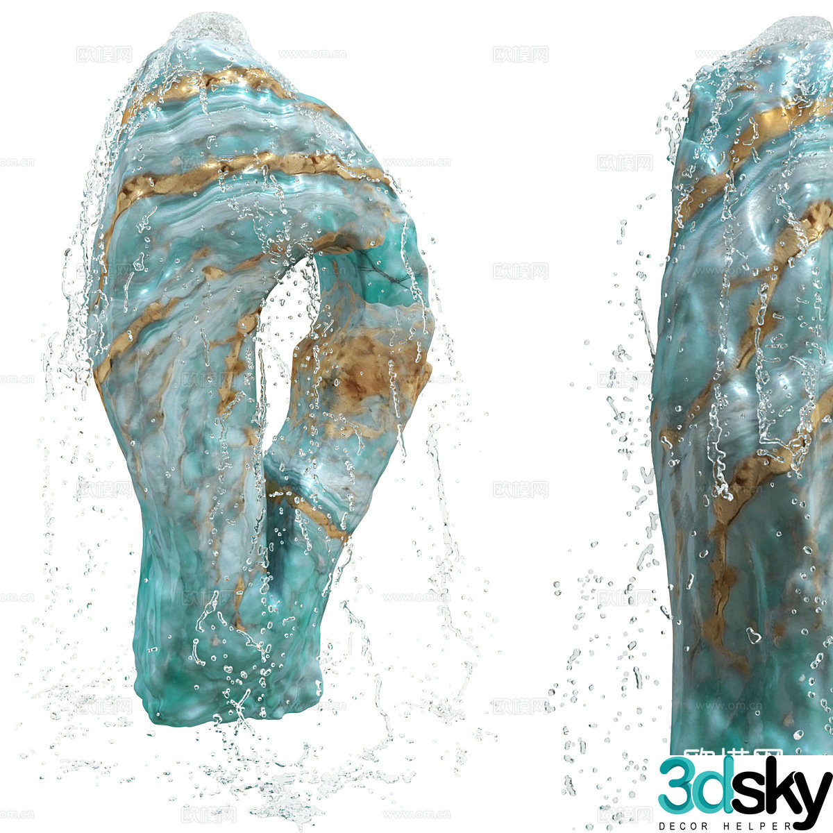 Modern Italian sapphire agate stone fountain sculpture 3d model