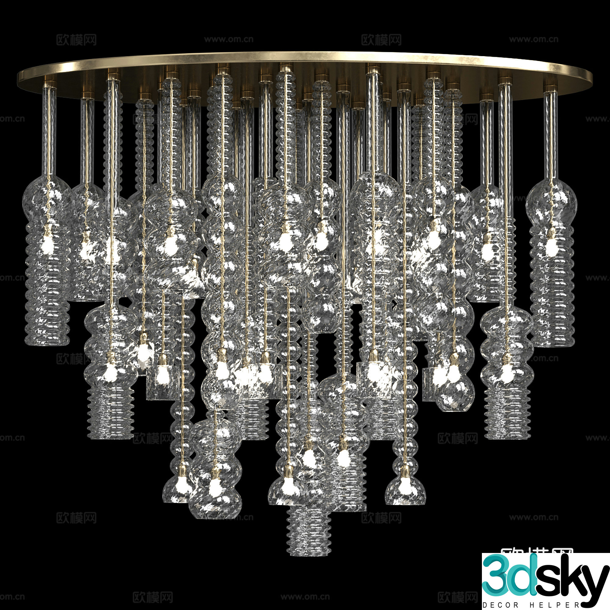 Modern Italian light luxury glass ceiling light 3D model