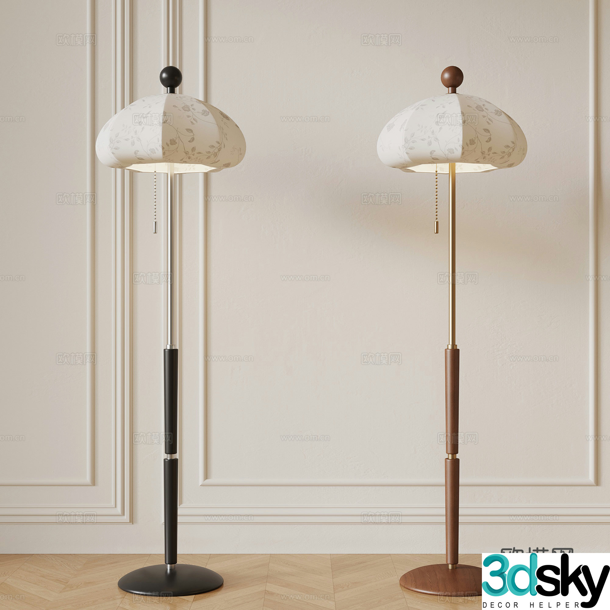 French medieval floor lamp 3d model