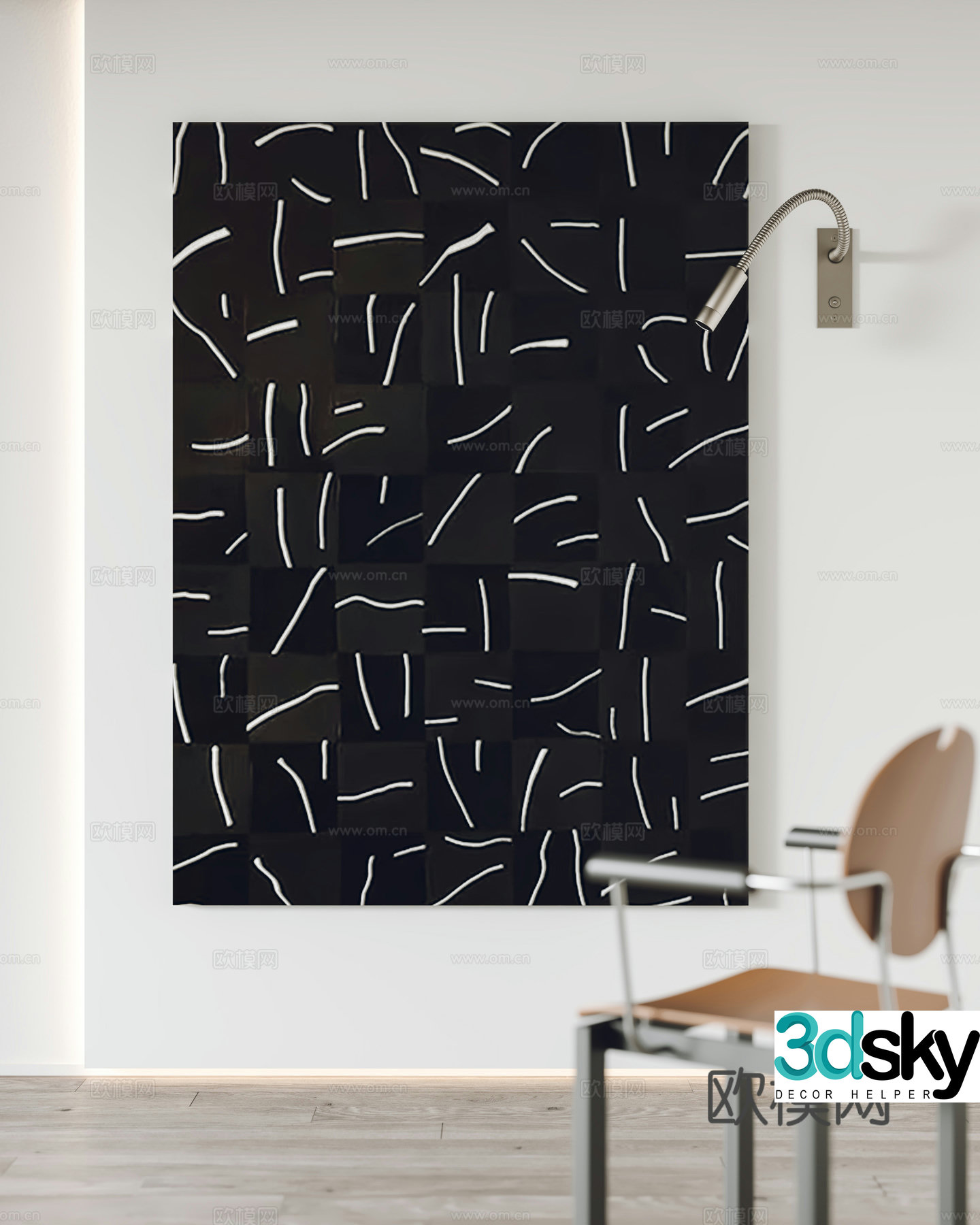 Modern hanging paintings decorative paintings wall lamps single chairs 3D model