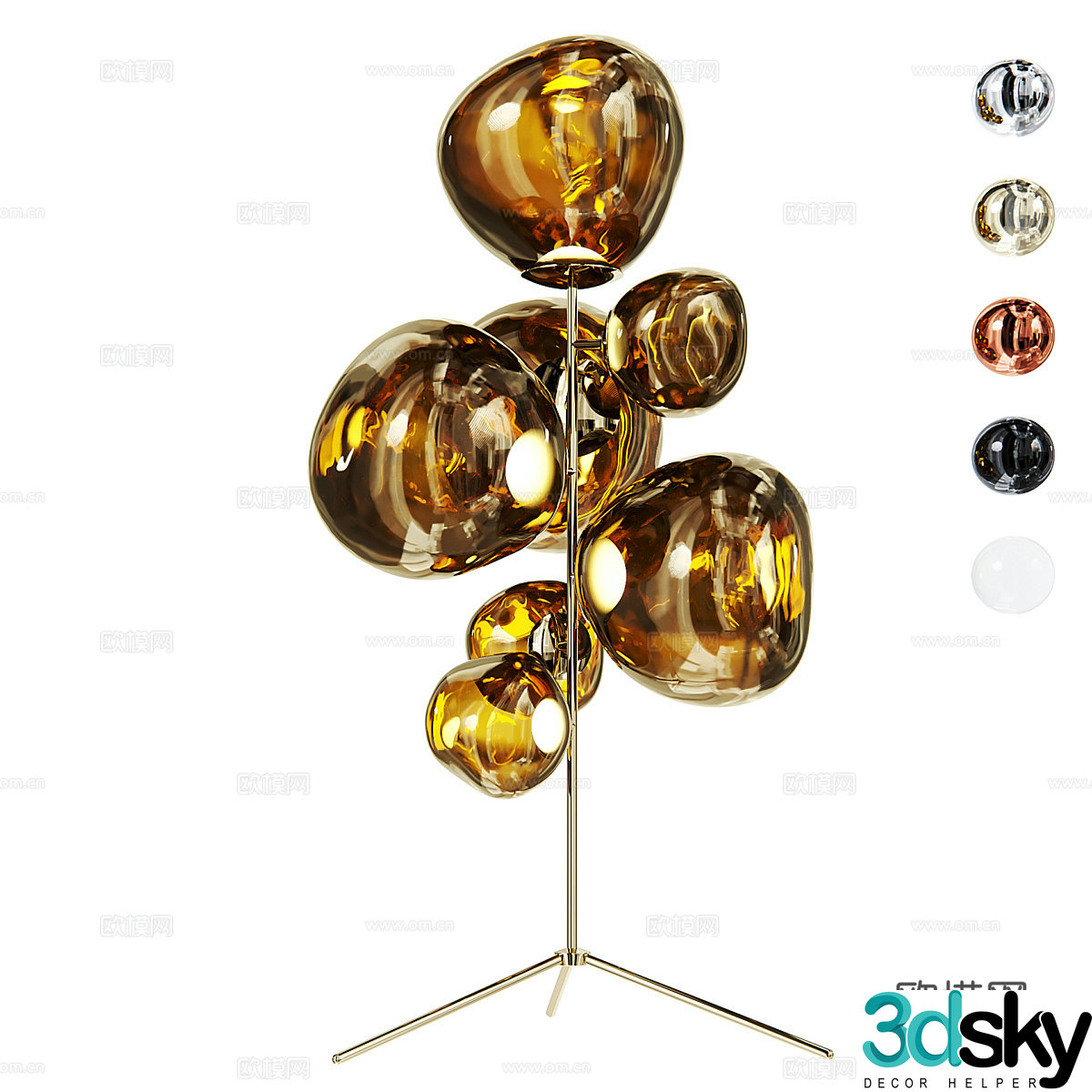 Modern light luxury bubble glass floor lamp 3d model