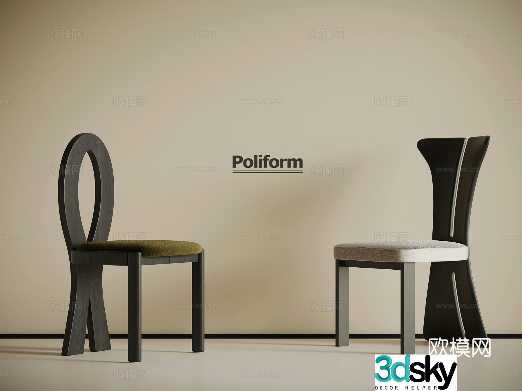French dining chair single chair leisure chair 3d model