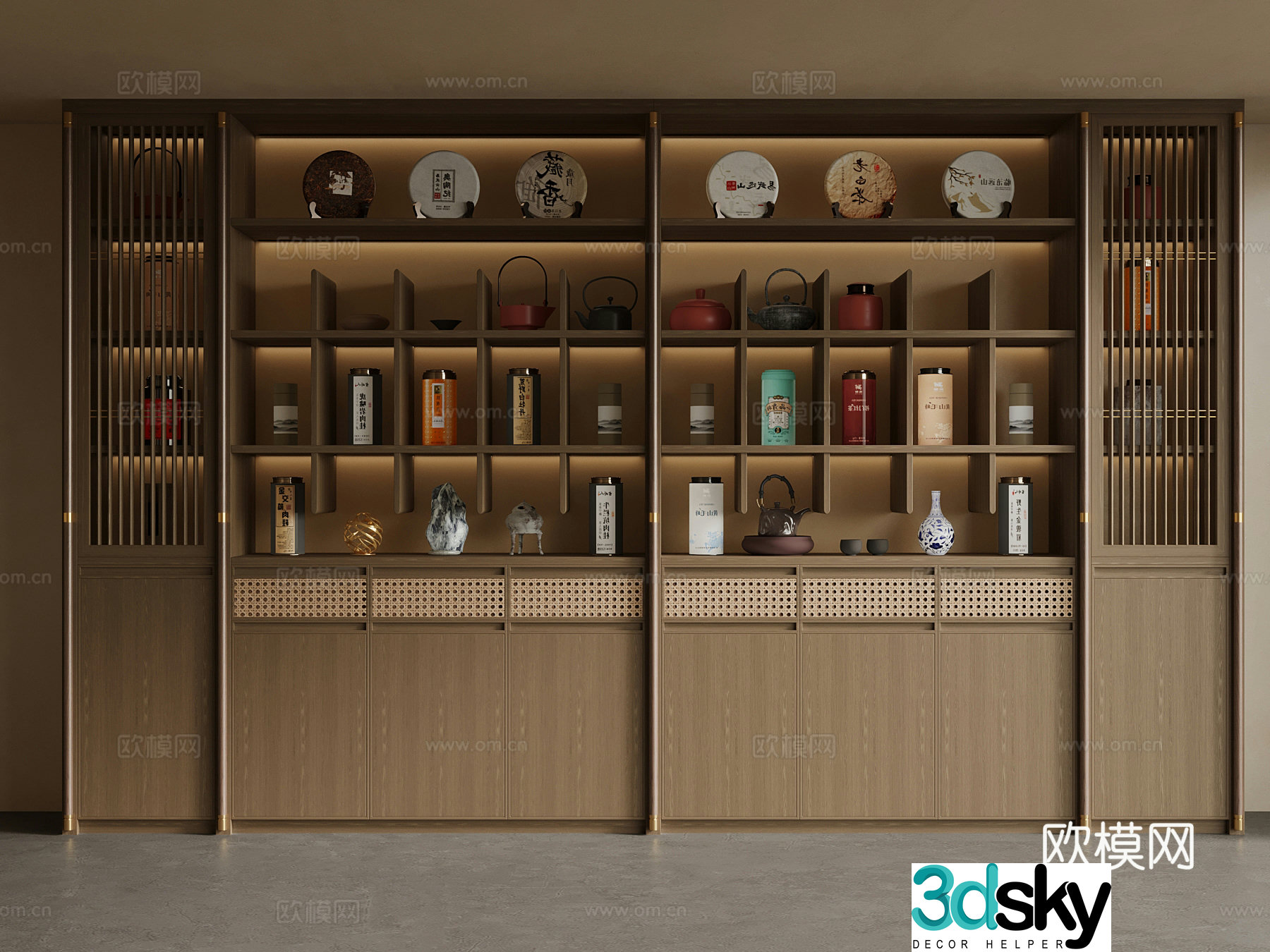 New Chinese style tea cabinet 3D model