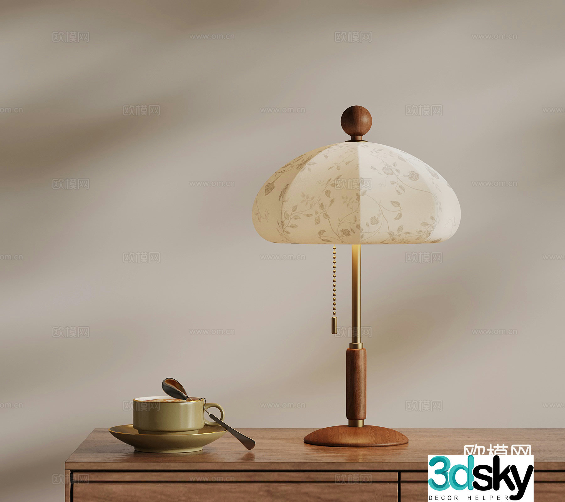 French medieval table lamp coffee cup 3d model