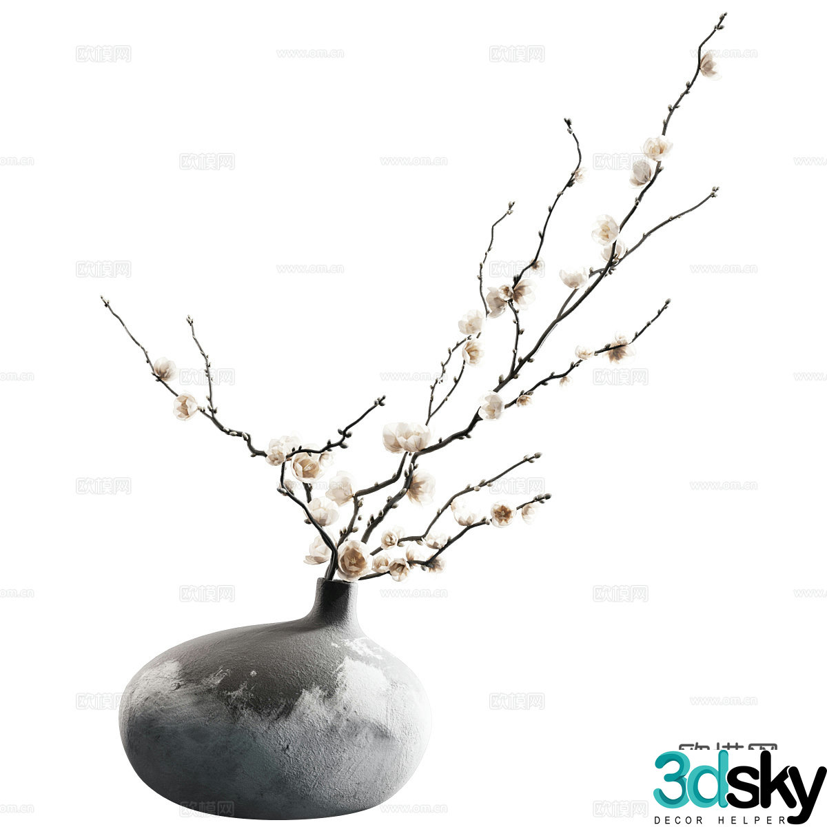New Chinese vase flower art 3D model