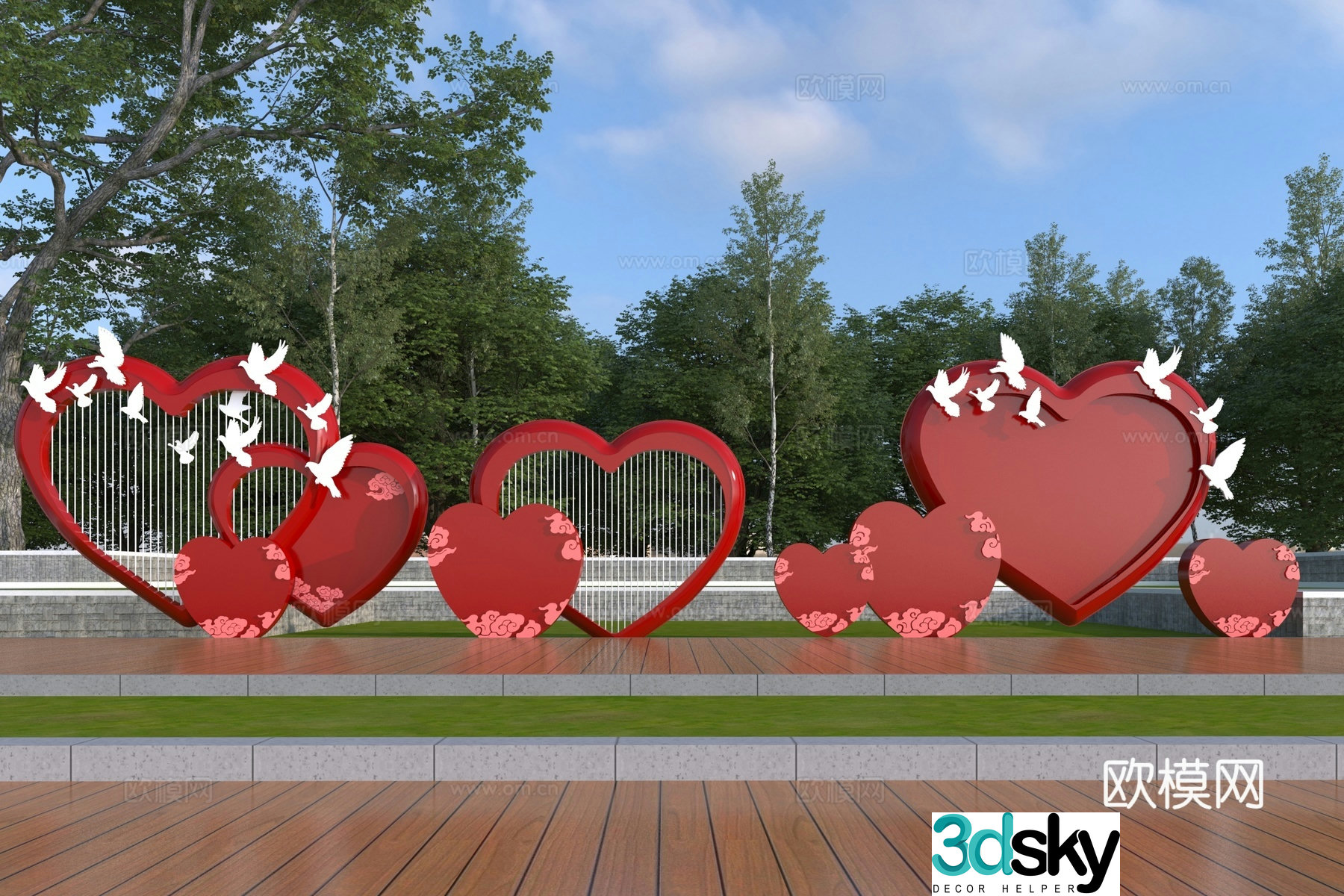 Modern love sculpture sketch 3d model