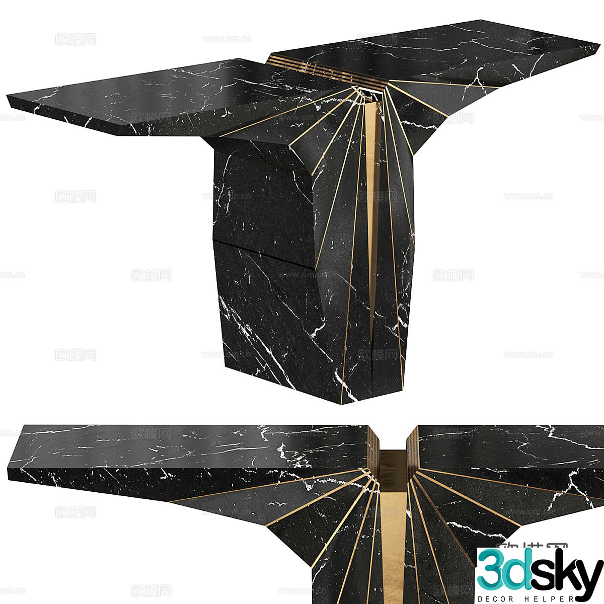 Modern Italian light luxury marble end viewing platform 3D model