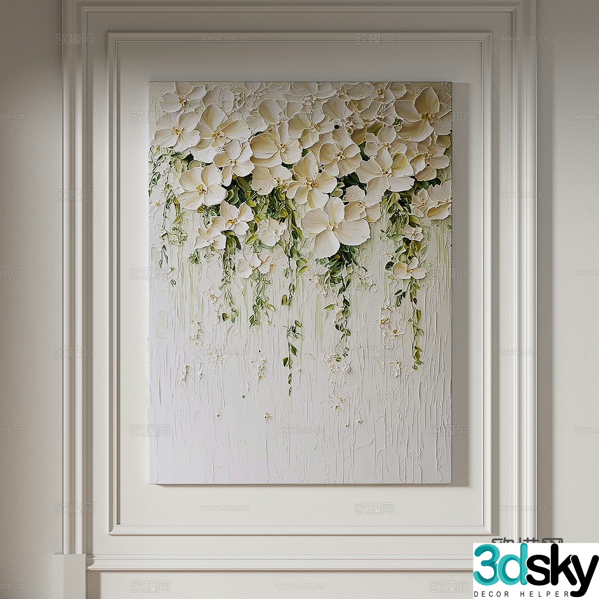 Modern creamy style simple texture abstract light luxury wasabi three-dimensional decorative painting 3d model
