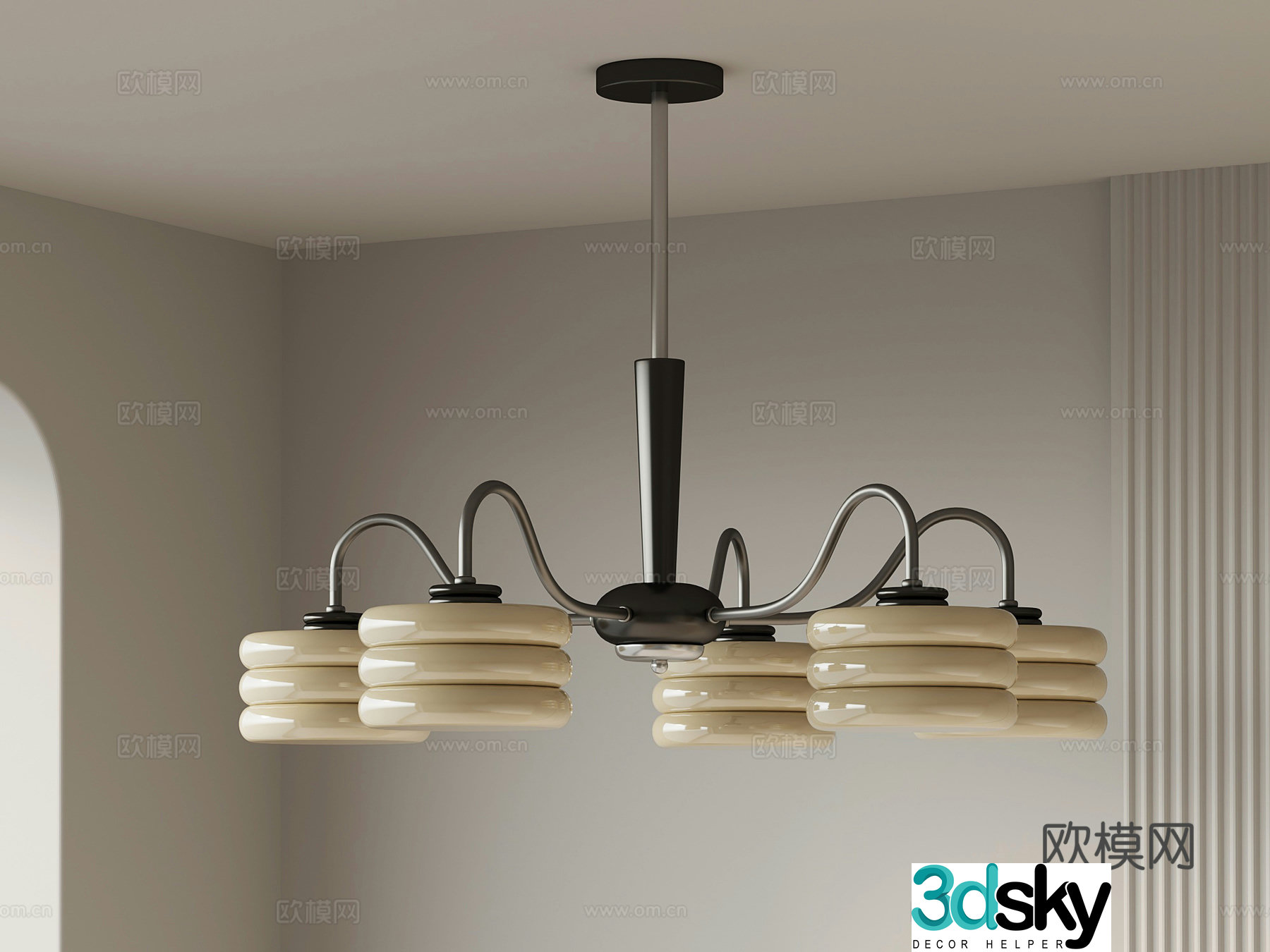 Modern French Chandelier Metal Chandelier Multi-head Chandelier 3D Model