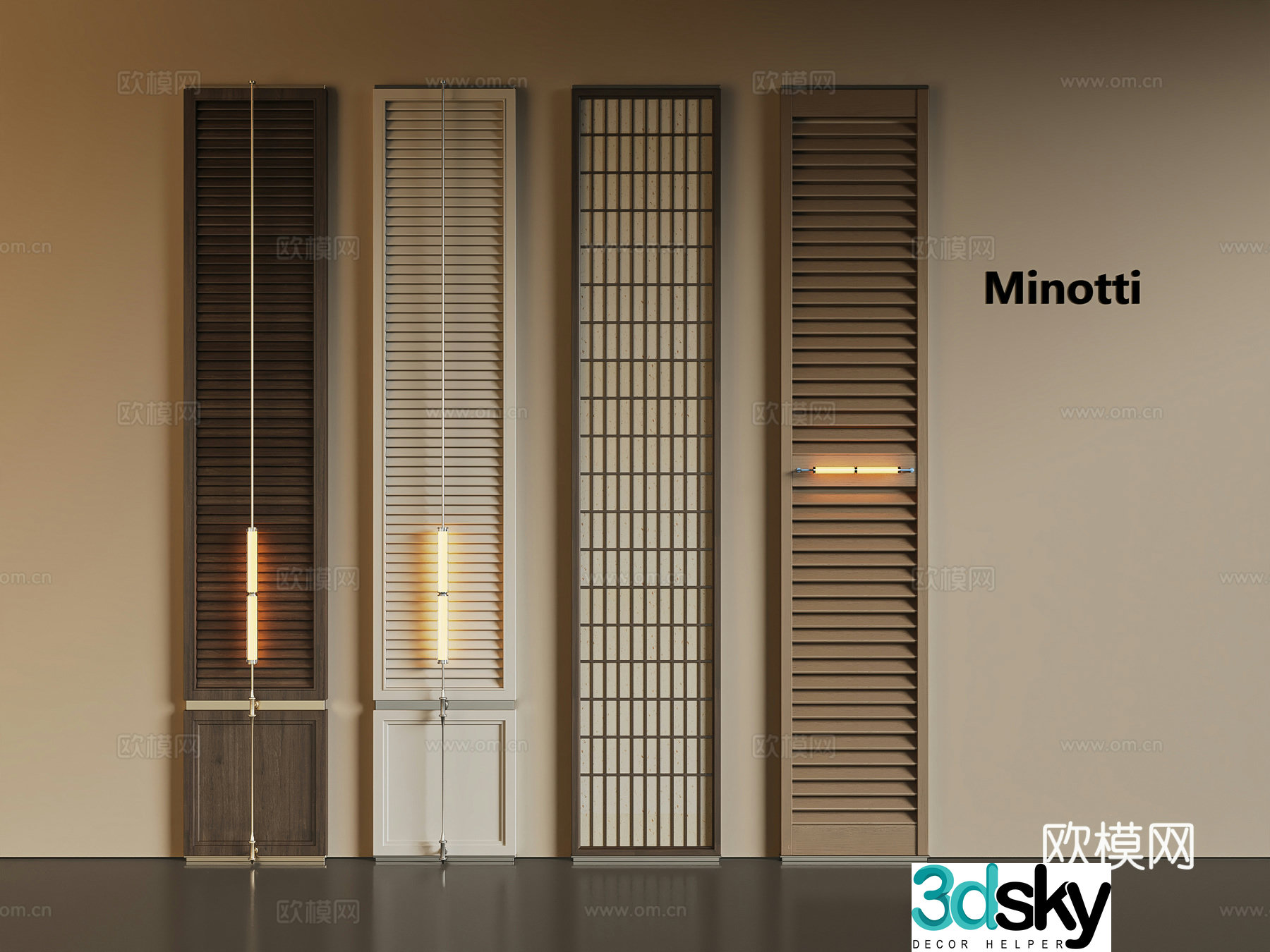 Modern hotel screen partition Hotel lobby partition Solid wood screen with light wooden partition 3D model
