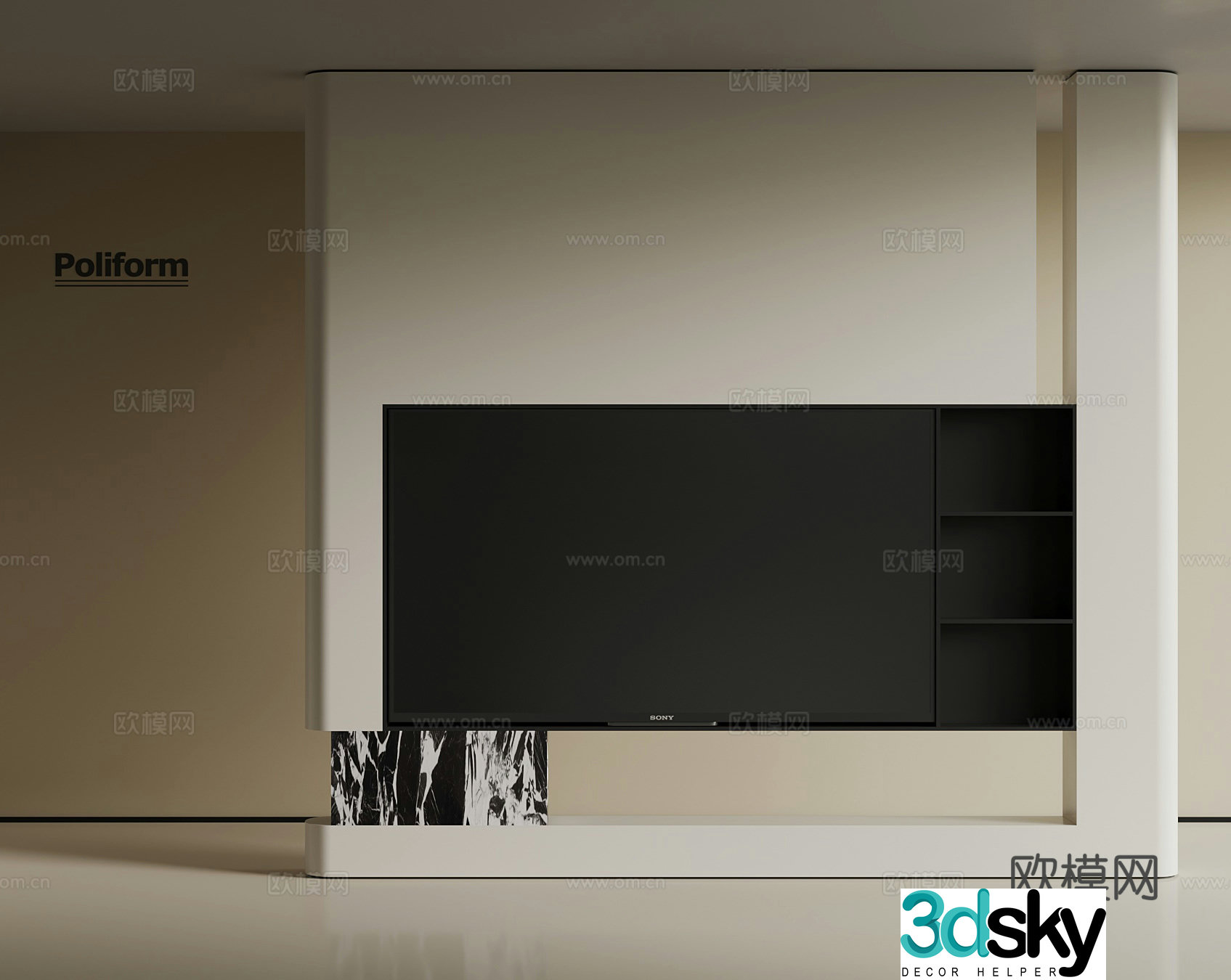Modern TV background wall partition wall 3d model
