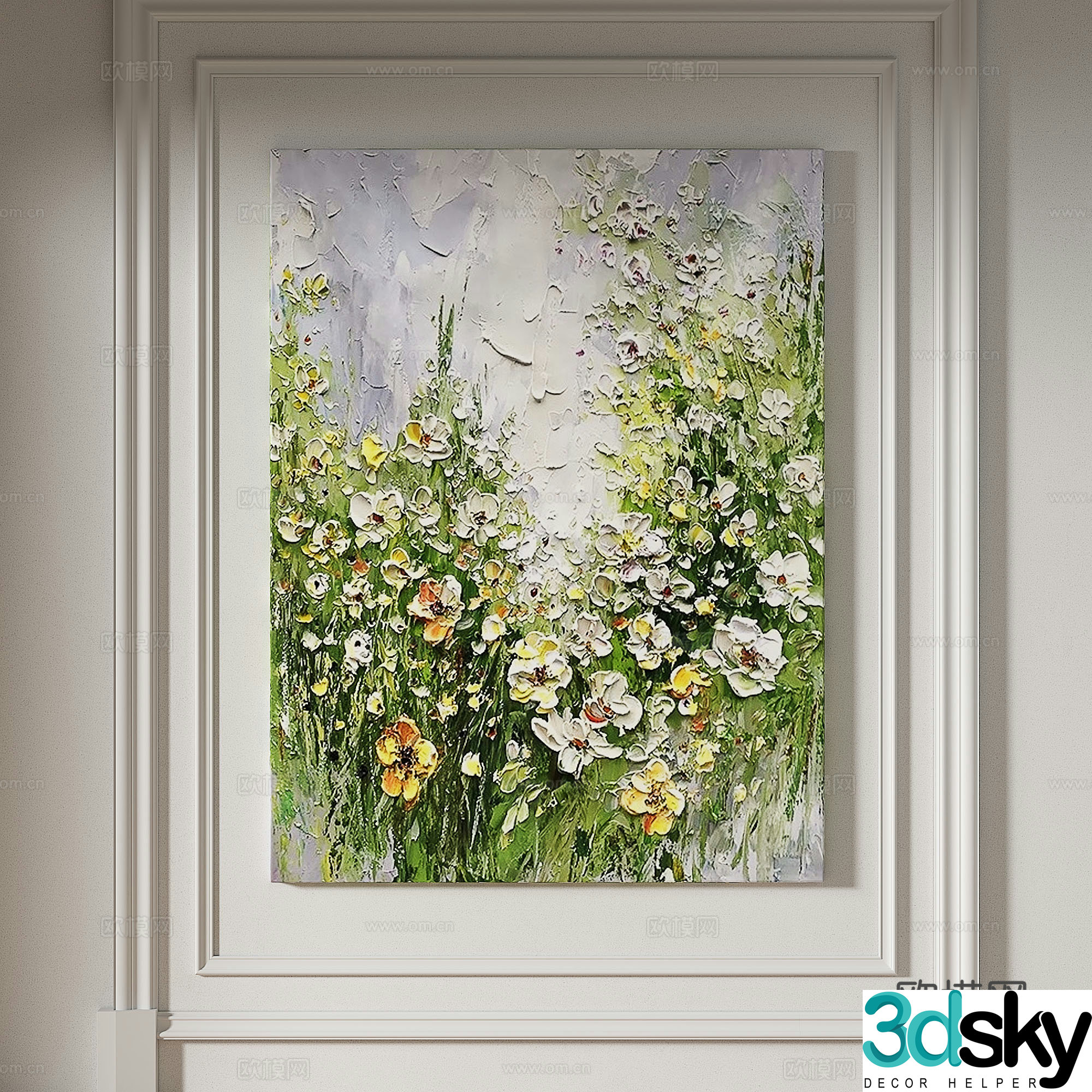 Modern creamy style simple texture abstract light luxury wasabi three-dimensional decorative painting 3d model