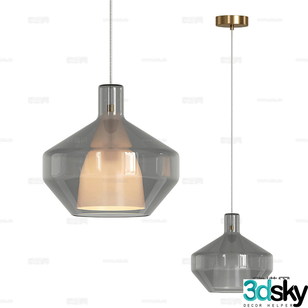 Modern Italian Metal Glass Decorative Chandelier 3D Model