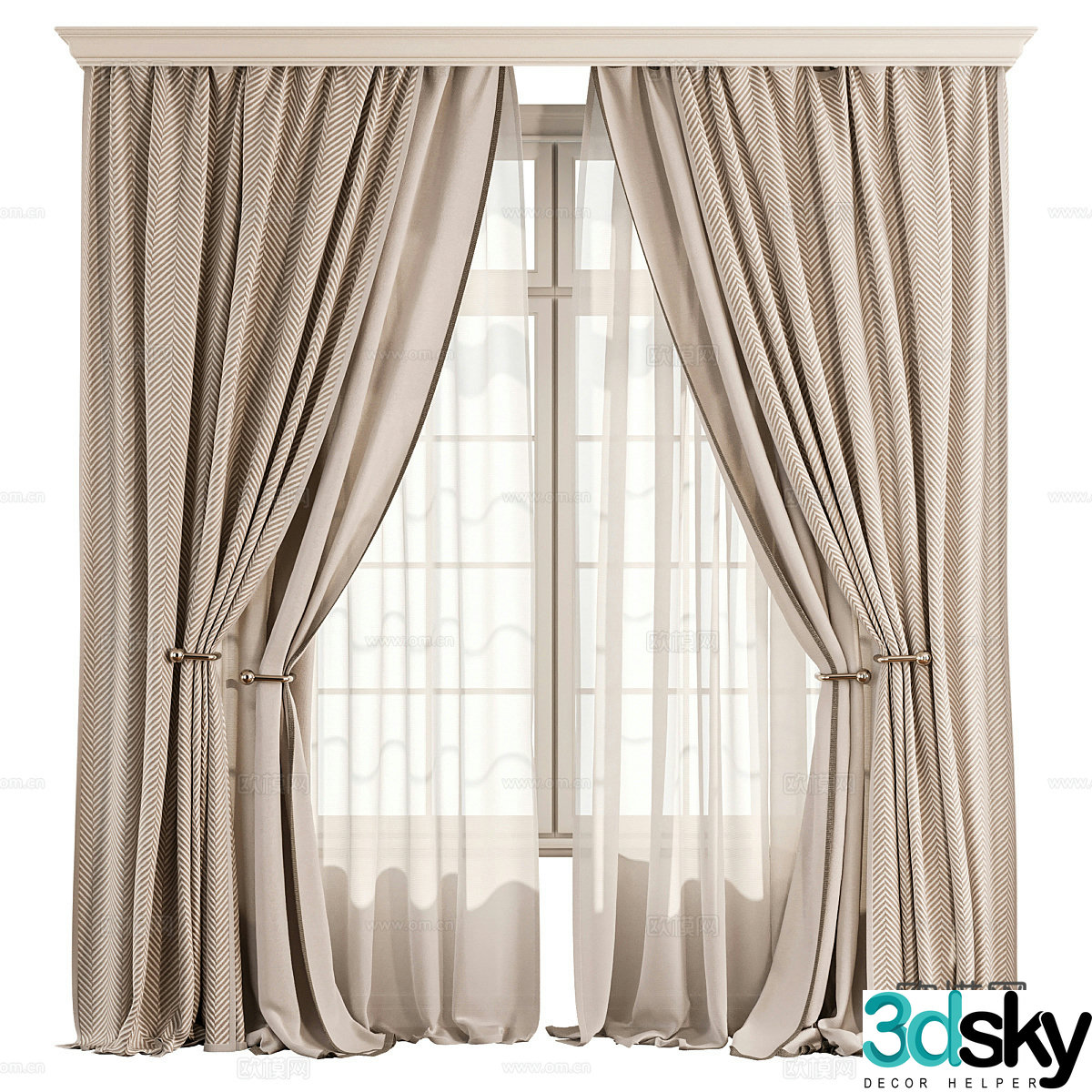 New Chinese style fabric curtain 3D model