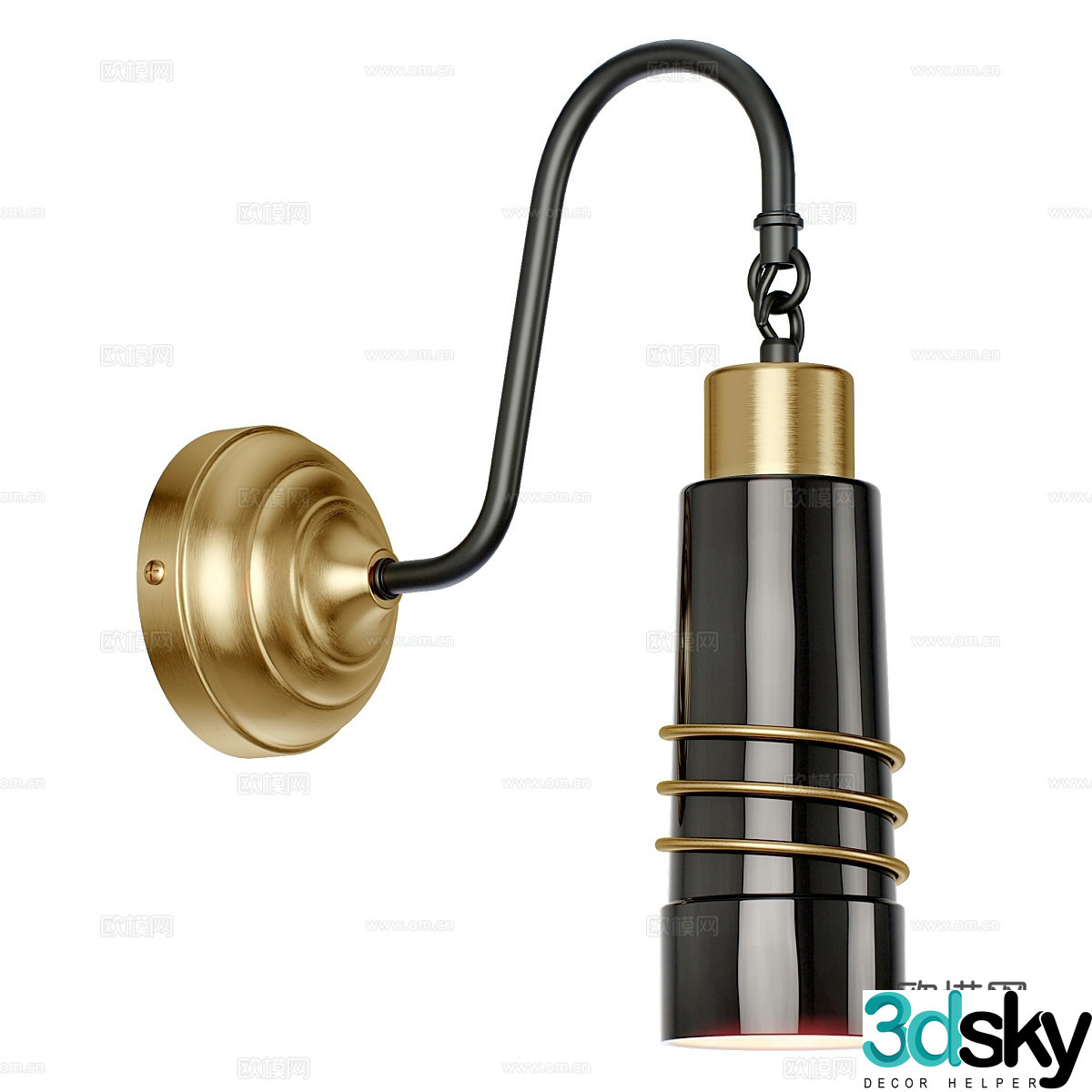 Modern light luxury metal decorative wall lamp 3d model