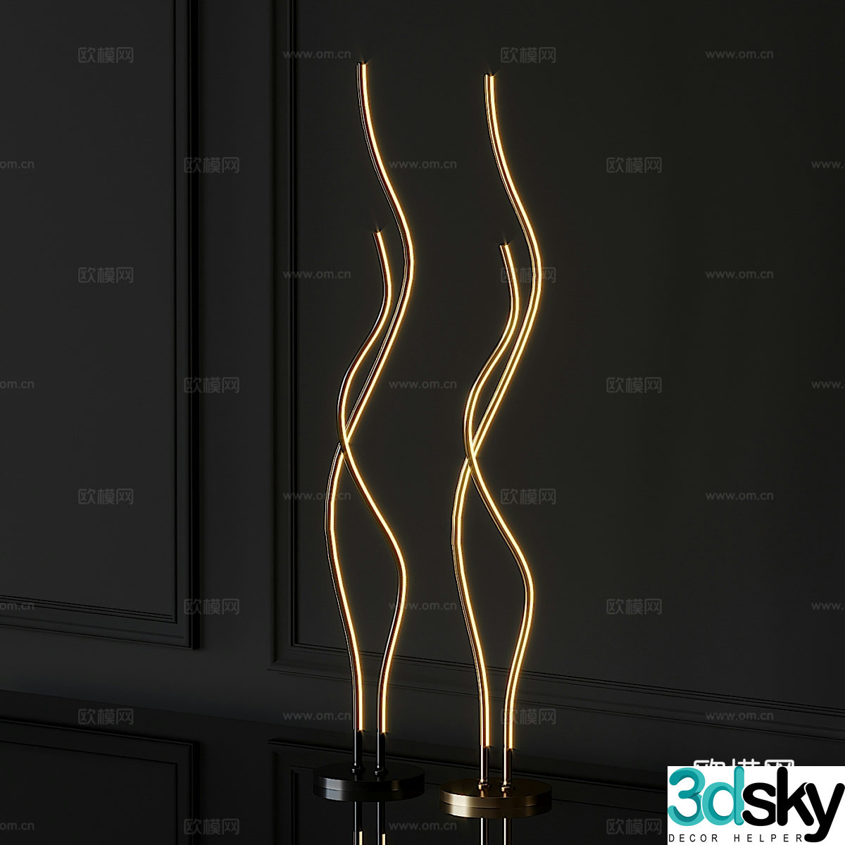 Modern light luxury minimalist metal line floor lamp 3d model