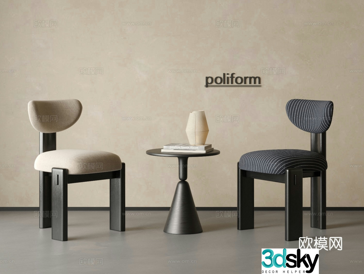Modern leisure chair Single chair Leisure sofa Negotiation chair Leisure chair Hanging painting Carpet 3D model