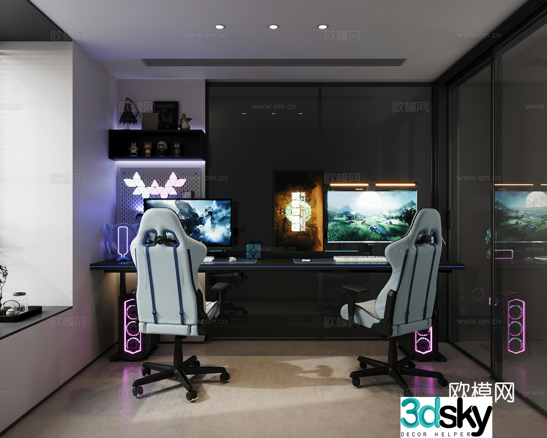 Modern e-sports room 3d model