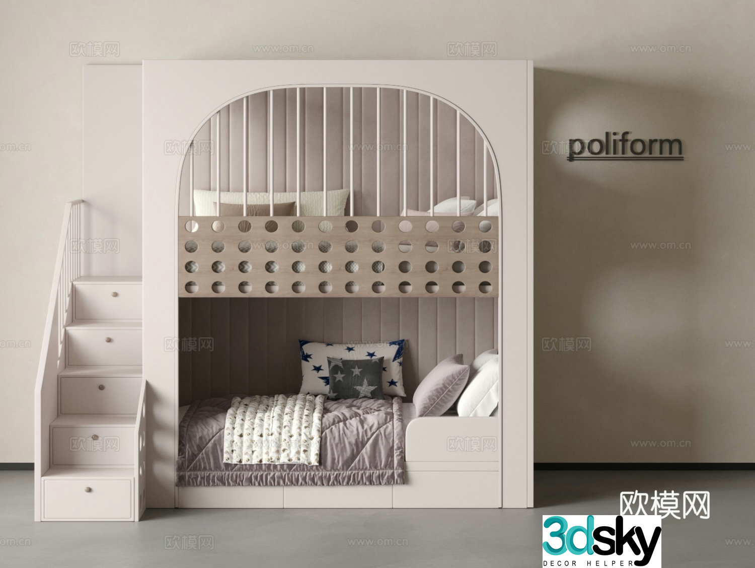 Modern children’s bed daughter bed up and down bed children’s bed stair bed double bed 3d model