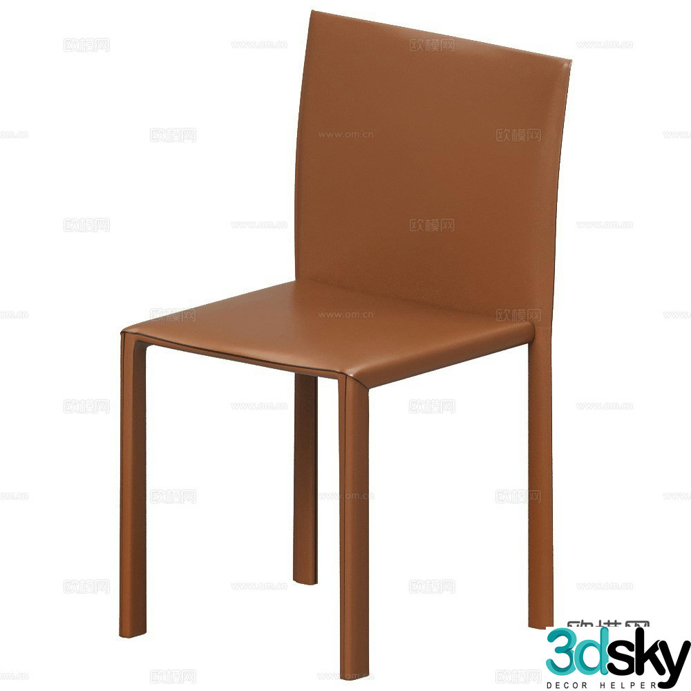 Pellizzoni Italian single chair Extremely simple chair Leather single chair Dining chair 3d model