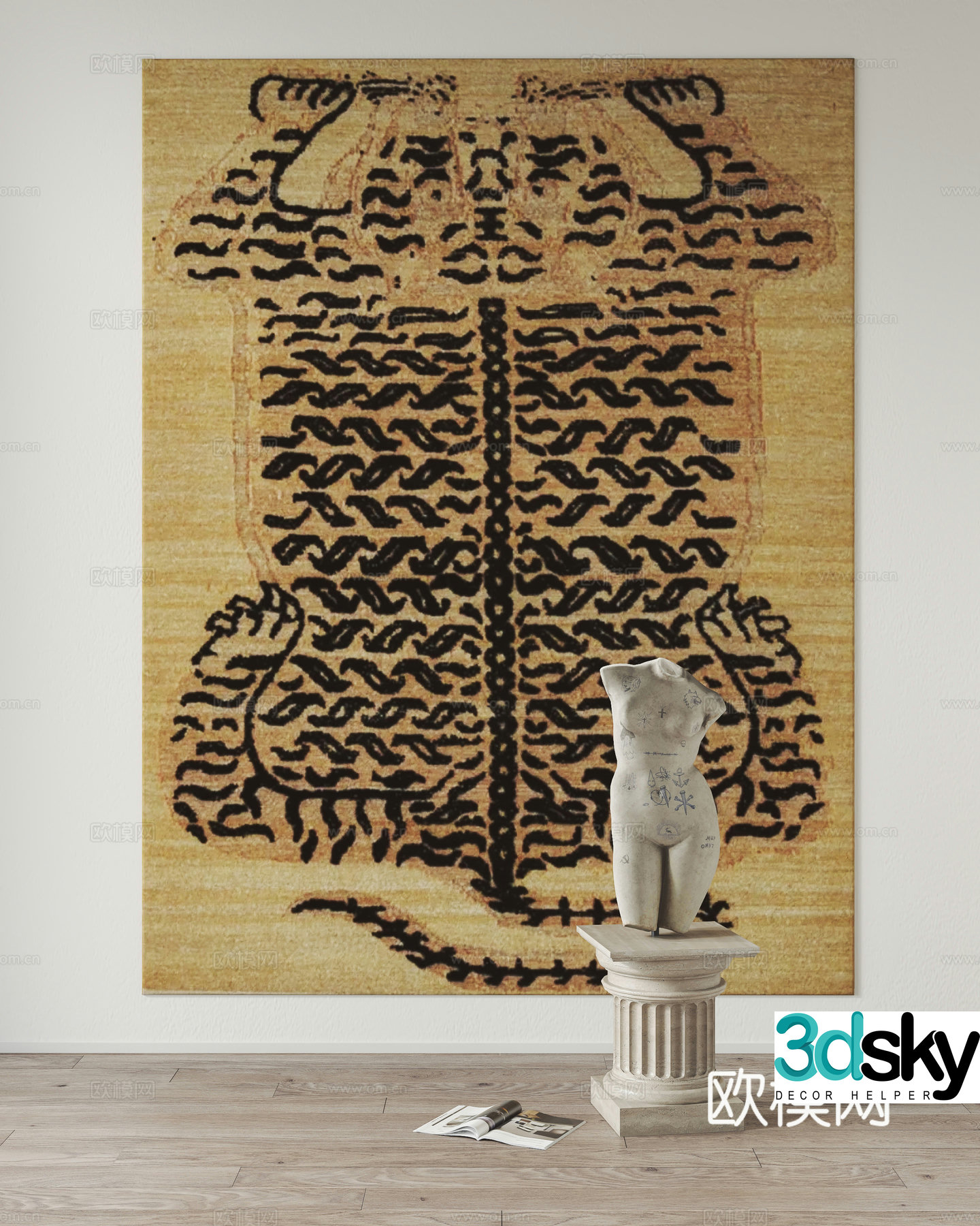Middle style carpet Fabric carpet Living room carpet Bedroom carpet Sculpture 3D model