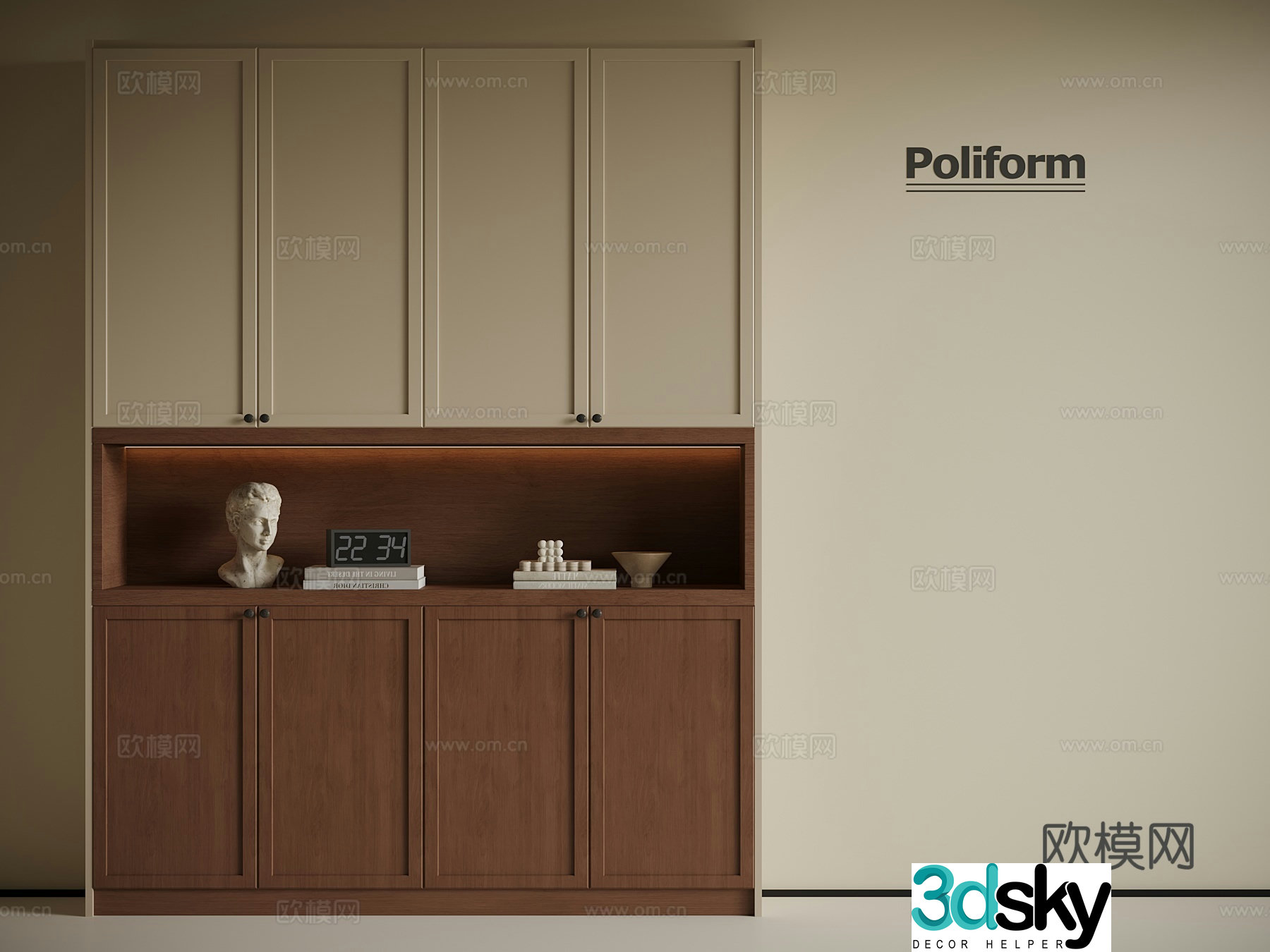 Middle-aged shoe cabinet 3D model