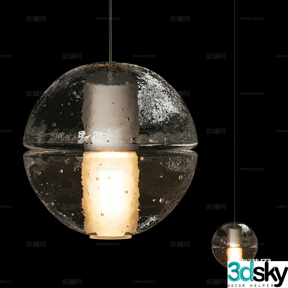 Modern light luxury spherical glass decorative chandelier 3d model